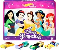 Disney Princess Toy Cars 5-Pack, Set of 5 Character Vehicles in 1:64 Scale: Mulan, Snow White, Belle, Jasmine & Ariel