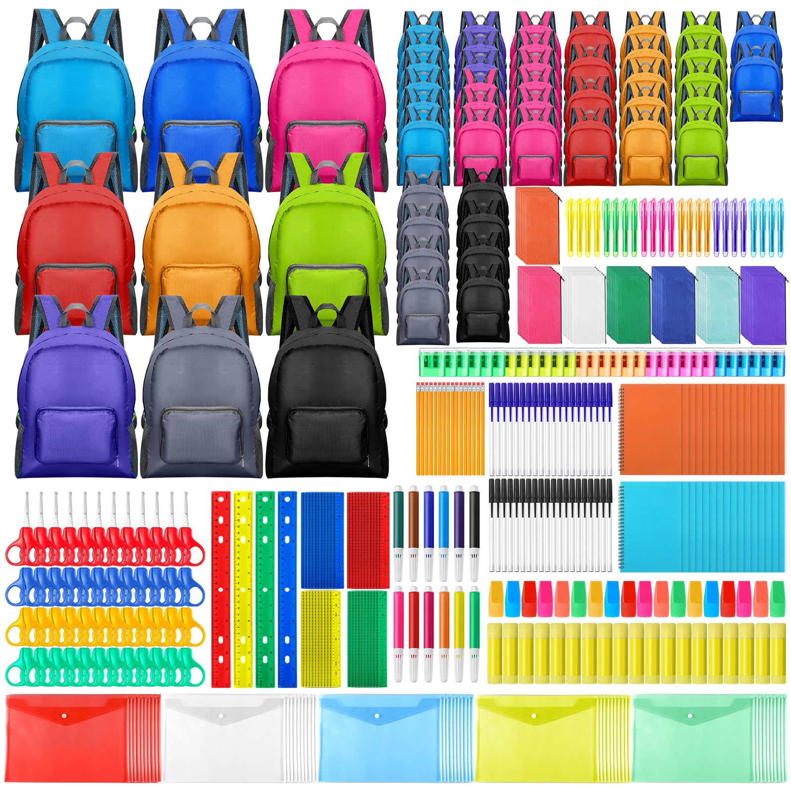Photo 1 of PerKoop 50 Sets 17" Backpacks Bulk with School Supplies Kits for Charity