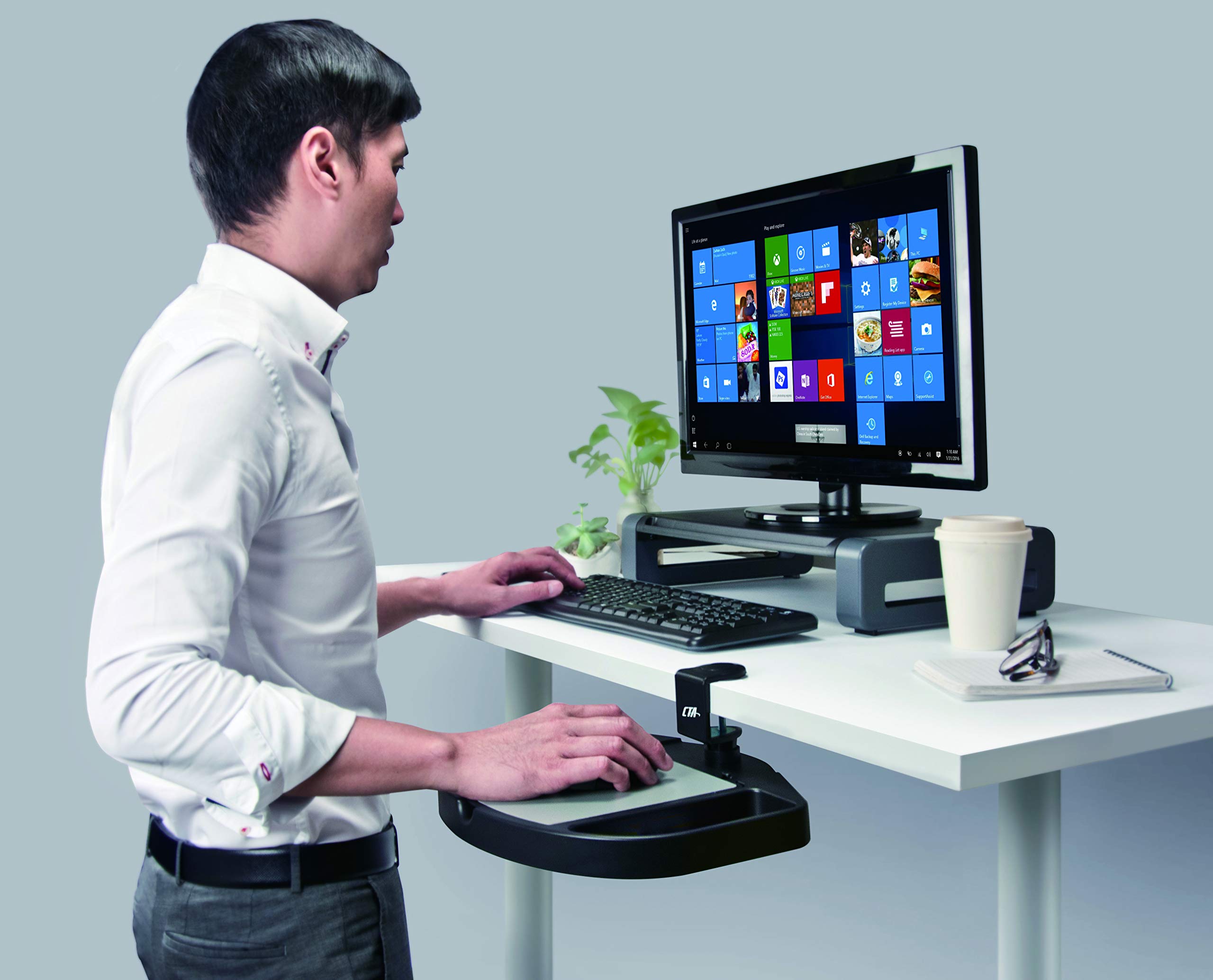 Cta Digitalâ„¢ Desk Add-on Bundle With Keyboard Tray, Desk Organizer And Cable Routing Column