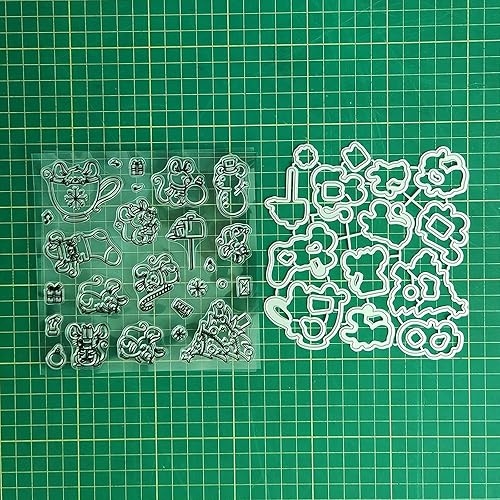 Miniatura 7 de Juego de sellos y troqueles transparentes de ratón y taza de Navidad de invierno para hacer tarjetas, plantillas de corte para álbumes de recortes,