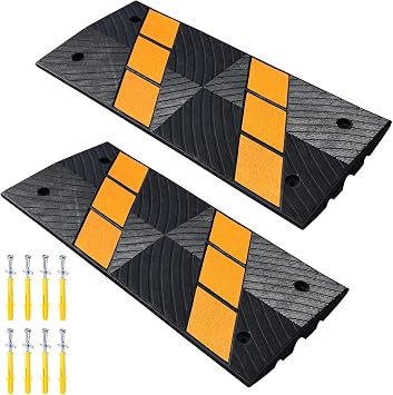OrangeStar 2 Pack 36" Rubber Driveway Curb Ramps | Heavy Duty Bridge Curbside Threshold Ramp with Bolts for Car, Truck, Scooter, Wheelchair Mobility