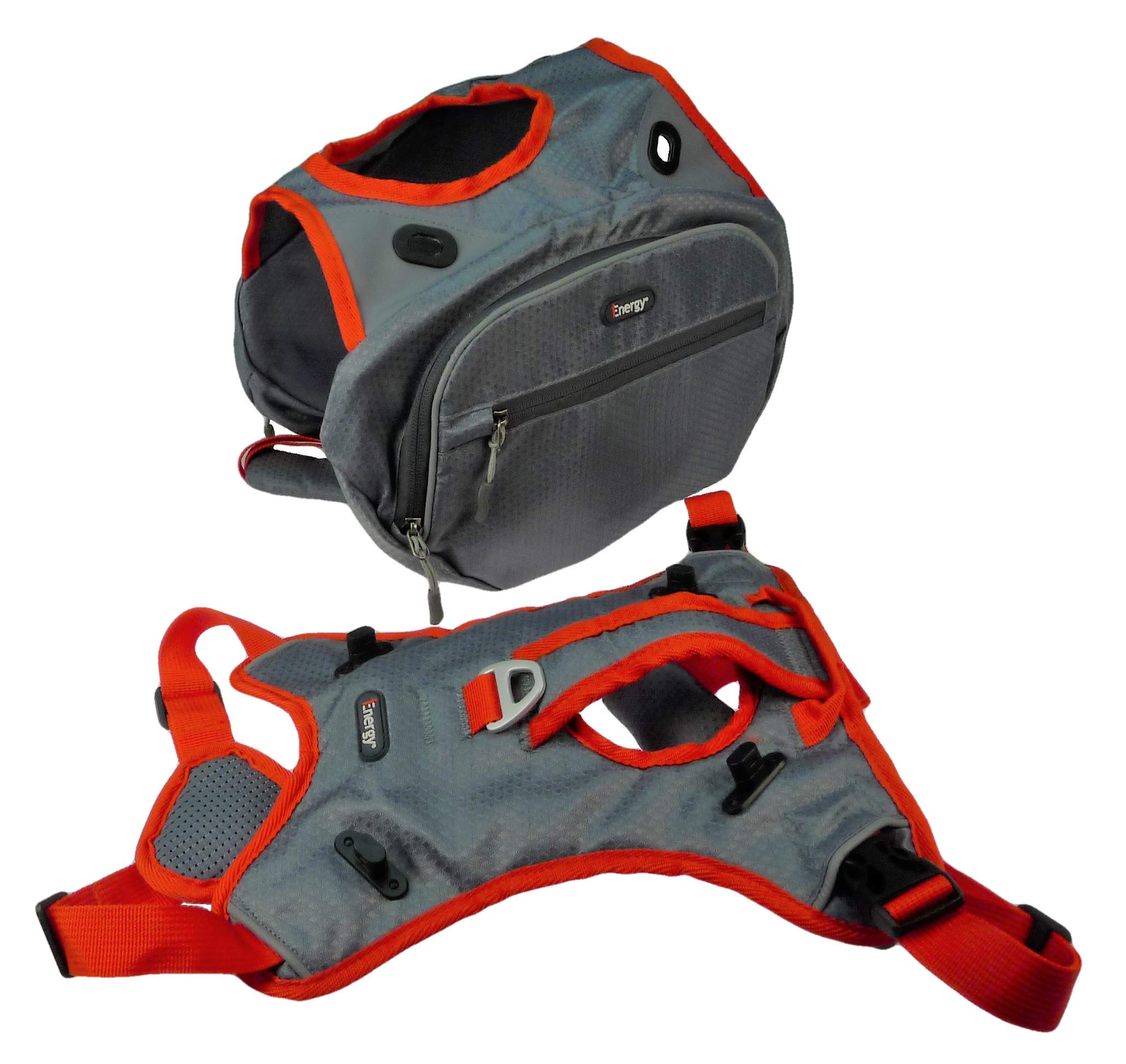 iEnergy™ MAE Hunderucksack - 2in1 Geschirr und Abnehmbarer Rucksack für Hunde - Wetterfest und inklusive Zwei Trinkflaschen mit Thermotaschen (Mittel)
