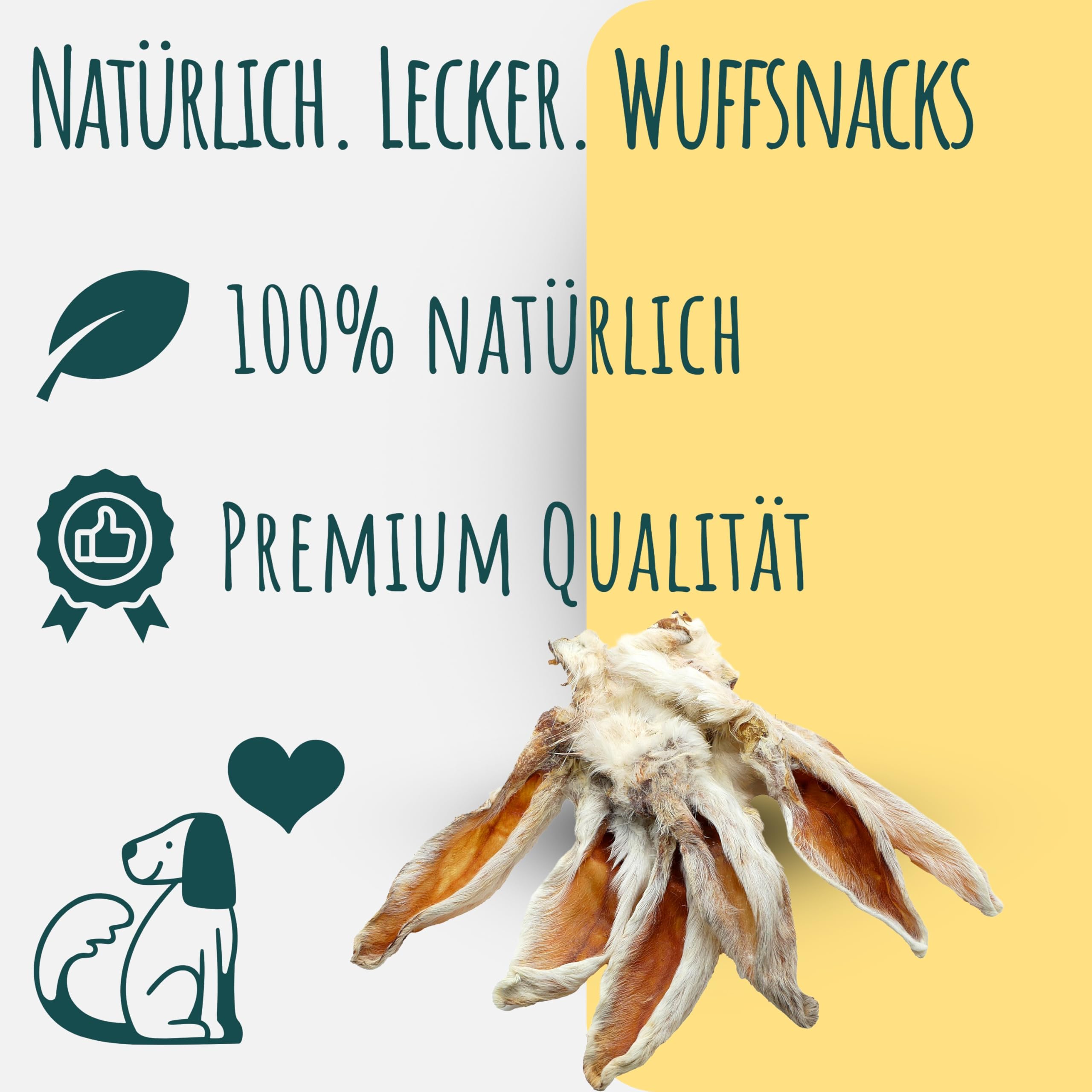 Getrocknete Kaninchenohren mit Fell, 10kg, Hasenohren für Hunde, 100% natürliches Leckerli, Barf Hundesnacks, Kauartikel Hund, Rabbit Ears von Wuffsnacks