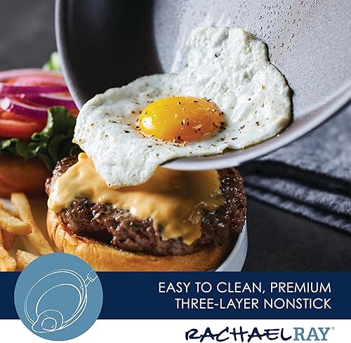 Miniatura 5 de Rachael Ray Cook + Create - Juego de sartenes antiadherentes, 9.5 pulgadas y 11.75 pulgadas, almendra