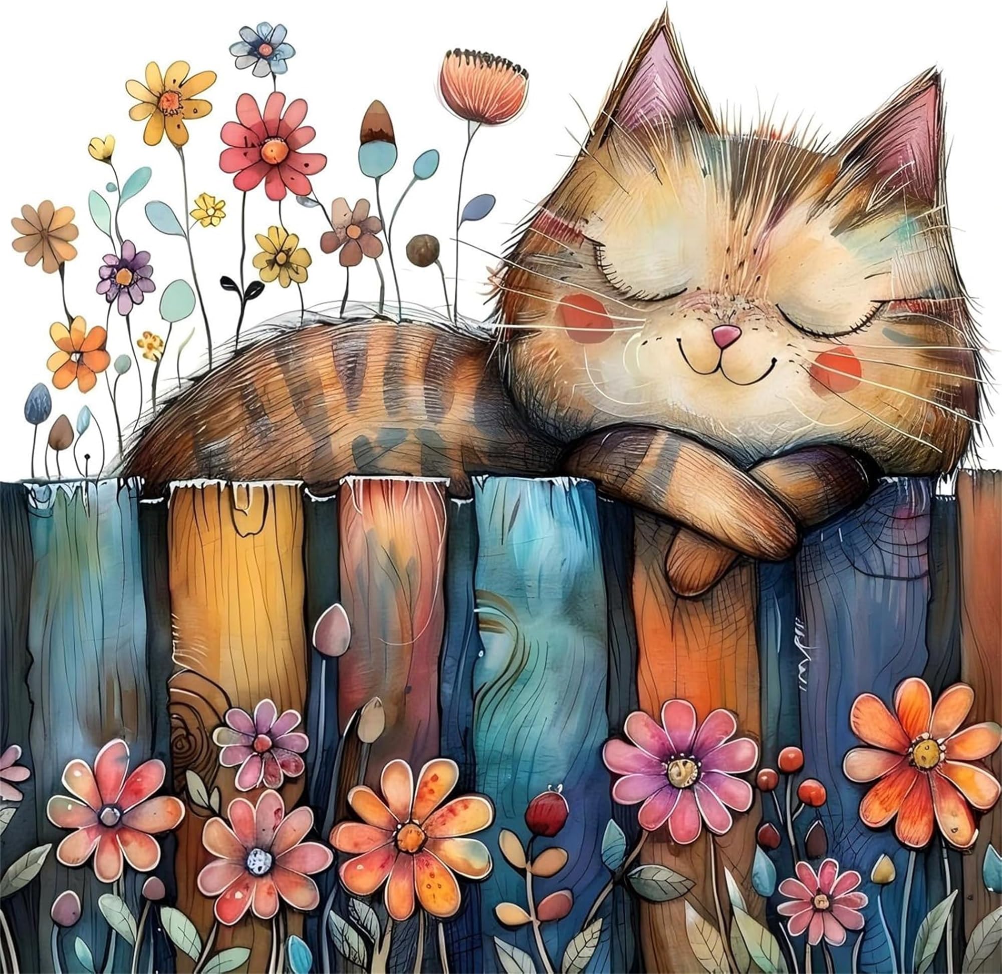 Nanjdian Cat Adults Paint By Number Kits,Painting By Number Kits On Canvas,Large Color By Numbers Adult Watercolor Gifts For Friends Wall Decor (Cat)