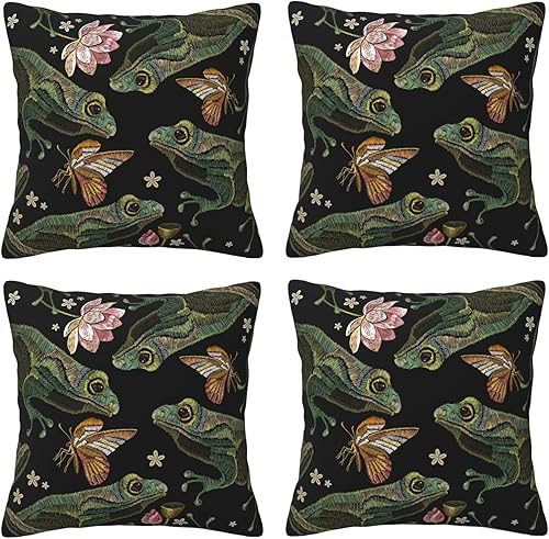 Duduho Juego de 4 fundas de almohada decorativas para dormitorio sala de estar sofá cama 18 x 18 pulgadas