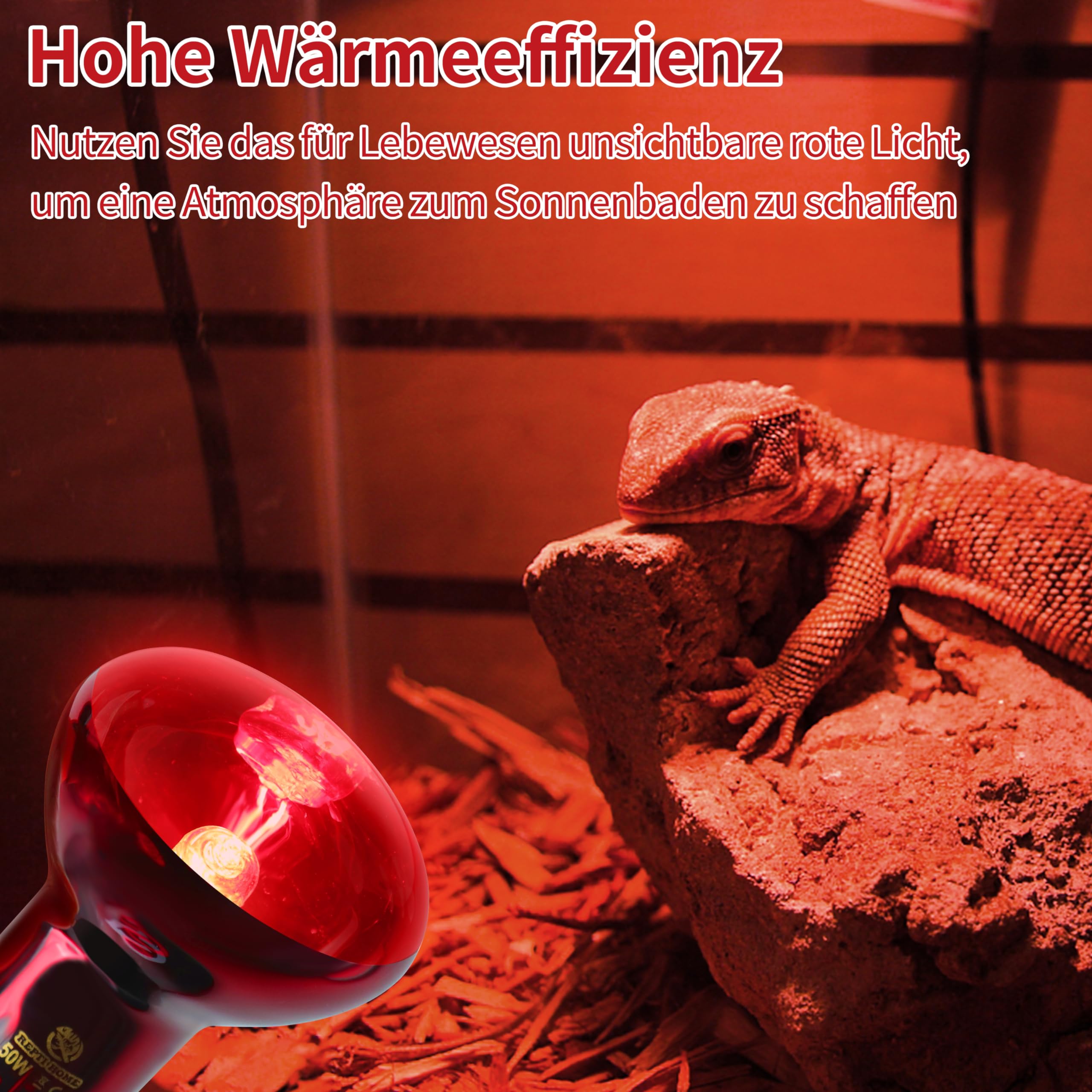 Lampe Chauffante Infrarouge Pour Reptiles, 2 Pièces de 50W Lampe Infrarouge Pour Reptiles Et Amphibiens, Lampe Chauffante Rouge Pour Poulailler, Tortue