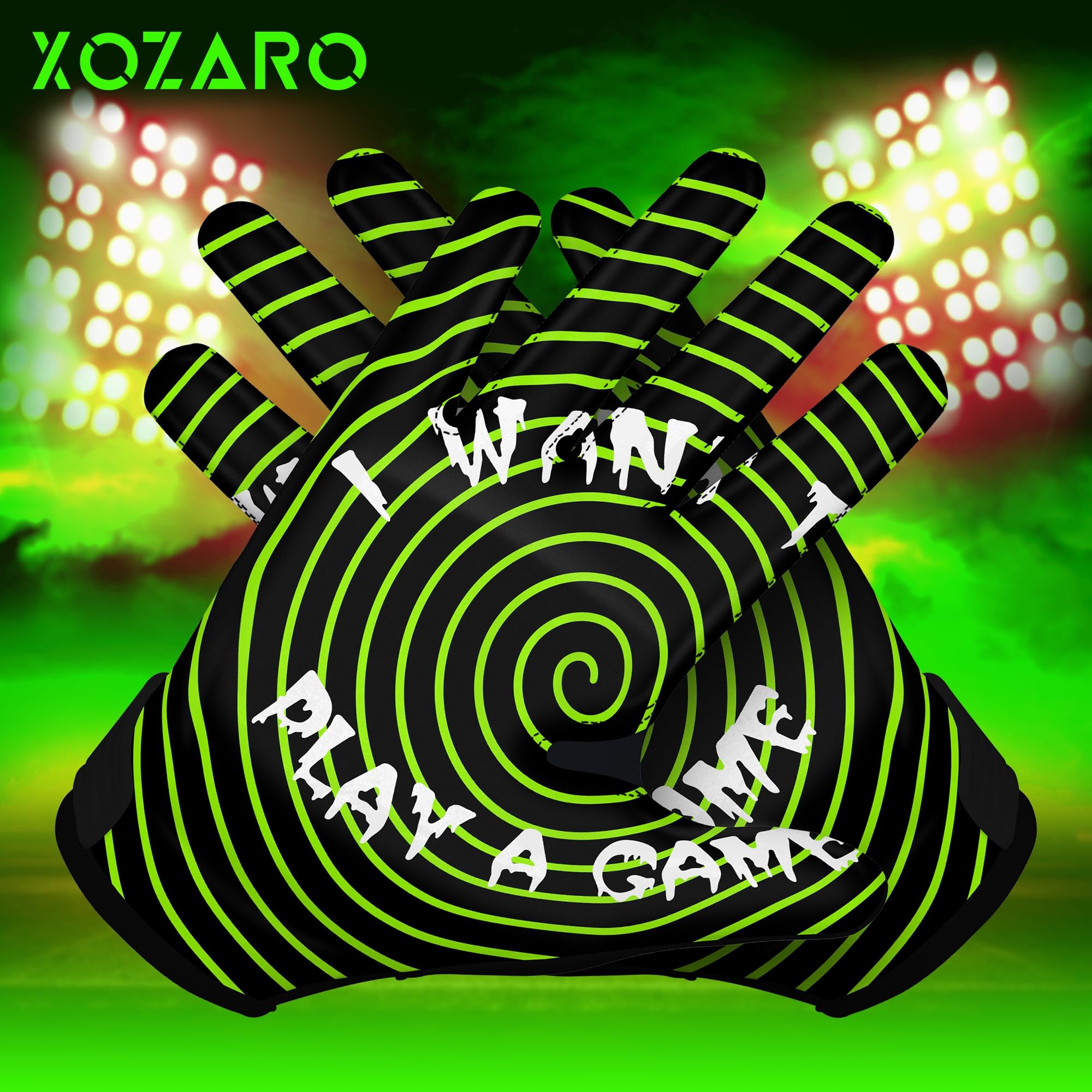 XOZARO Youth Football Gloves Silicone Super Sticky and High Grip Gloves for Kids and Adults (Black, Adult Medium)