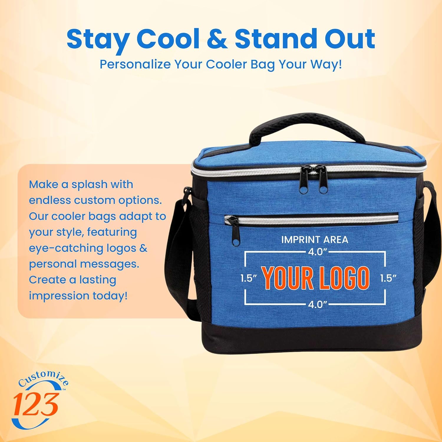 Custom Soft Cooler Bag - Personalize Your Insulated Bag | for Corporate Events or Gifts - Leak Proof Customizable Medium Portable Cooler Bag Holds 12 Beer Cans - 10 x 8 x 6
