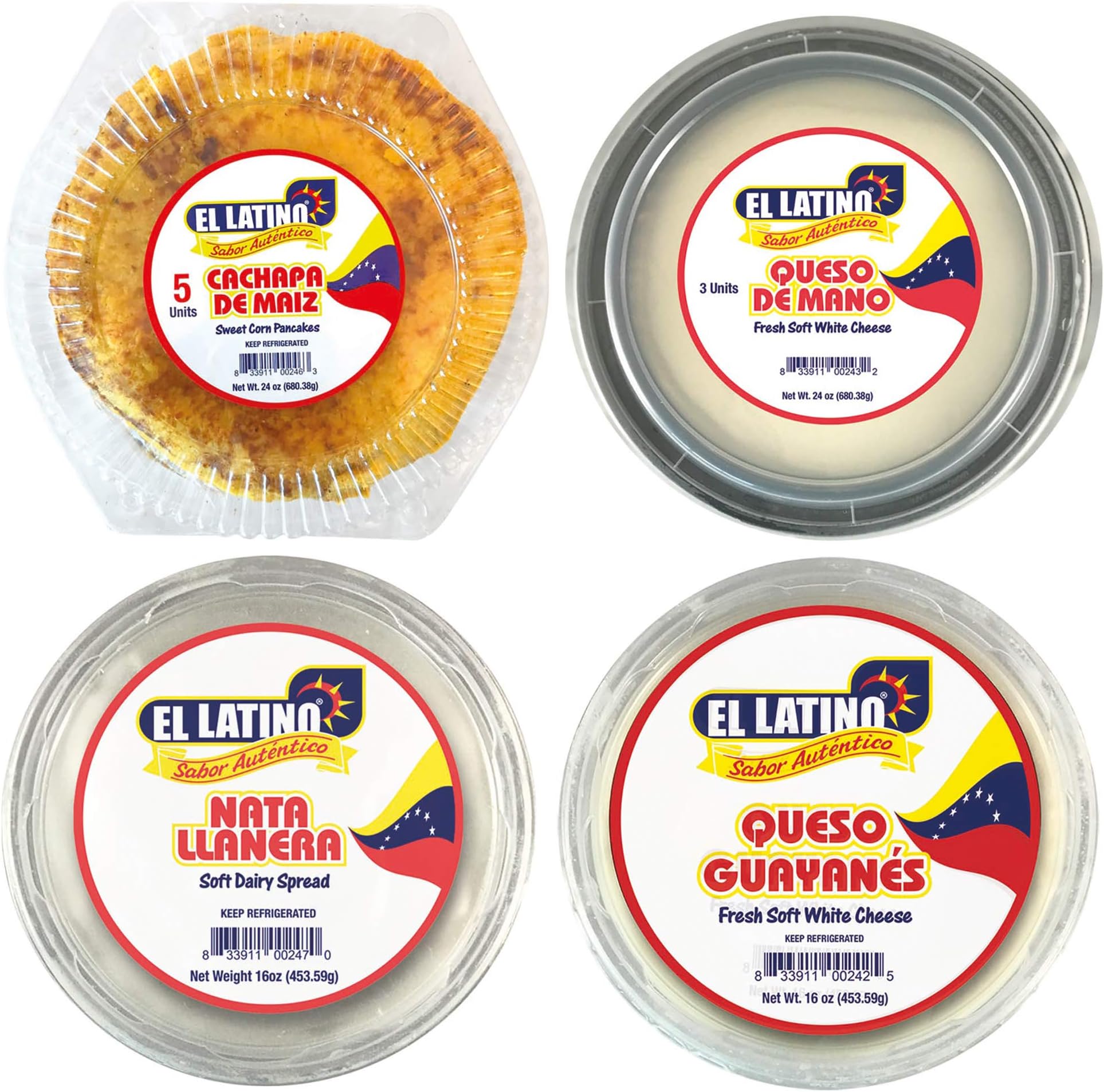 El Latino Venezuelan cheeses, queso de mano, guayanes, nata and Cachapas Family pack