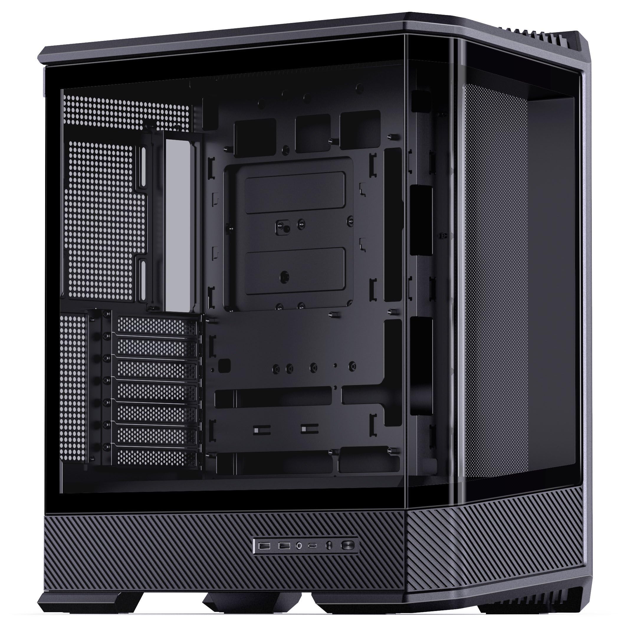 Jonsbo D400 obudowa PC czarna | ATX Midi-Tower z panoramicznym oknem 270°, podwójny grzejnik 360 mm, USB-C