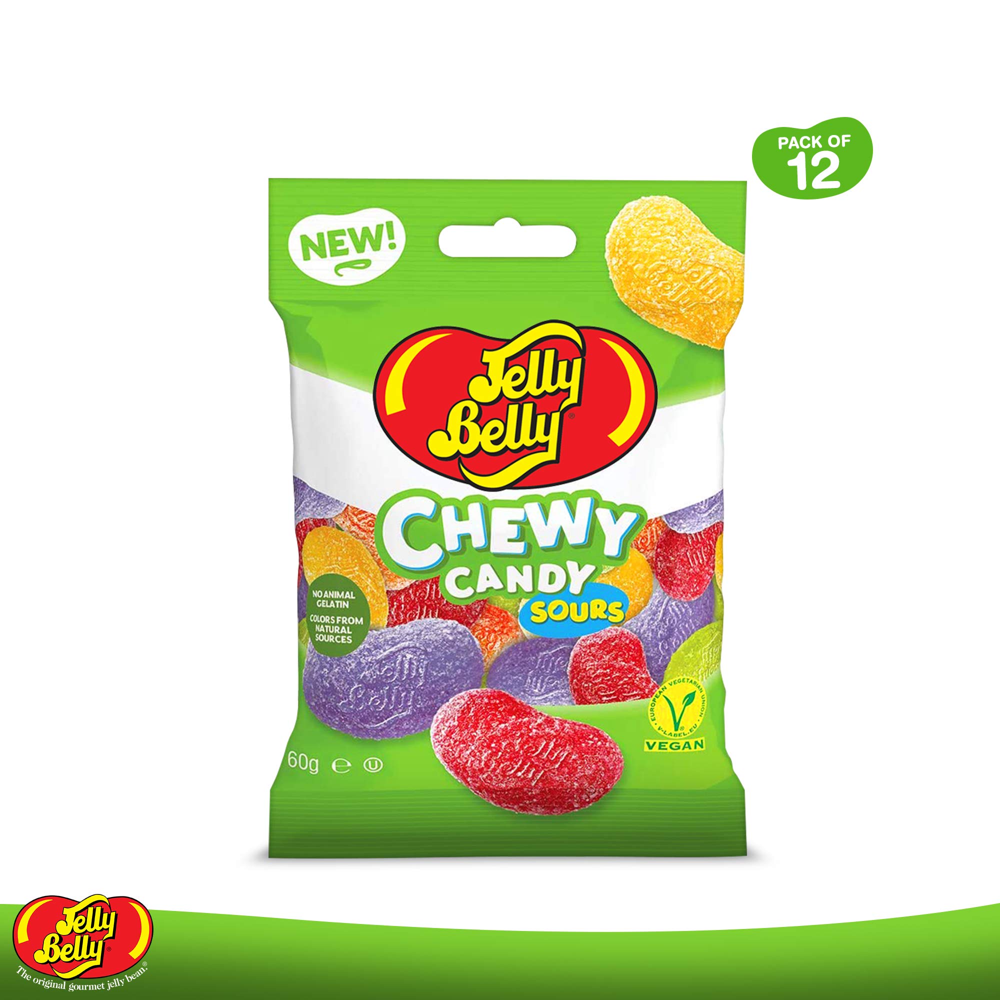 Jelly Belly Jelly Beans, bezglutenowe słodycze, bez nabiału i tłuszczu, różne cukierki do żucia, słodkie smakołyki dla dzieci w każdym wieku, 12 x 60 gramów