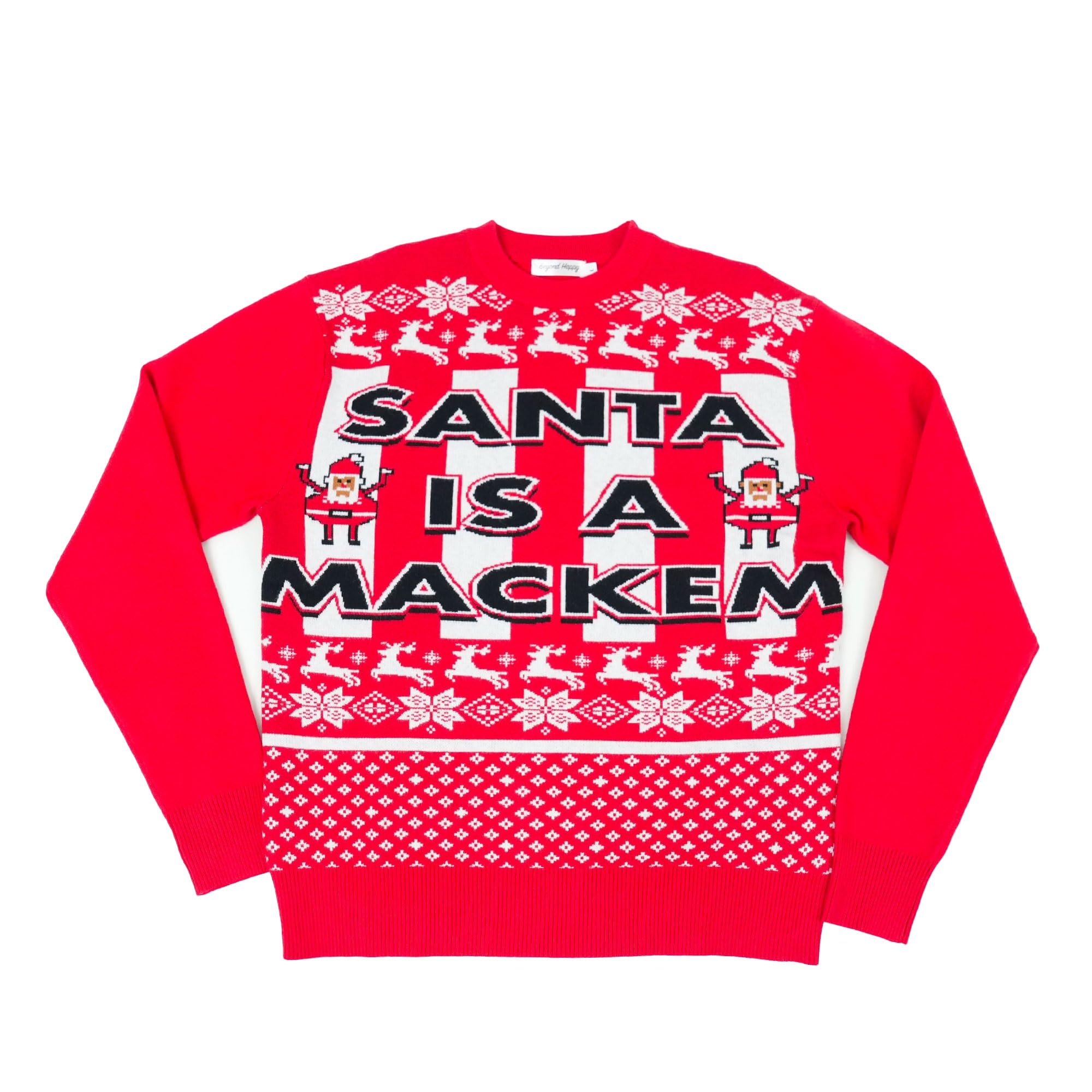 Beyond Happy Sunderland Knitted Christmas Jumper - Mackems Heavy Duty Festive Sweater - Polyester Blend Unisex Xmas Jumper (UK, Alpha, XXL, Regular, Regular)