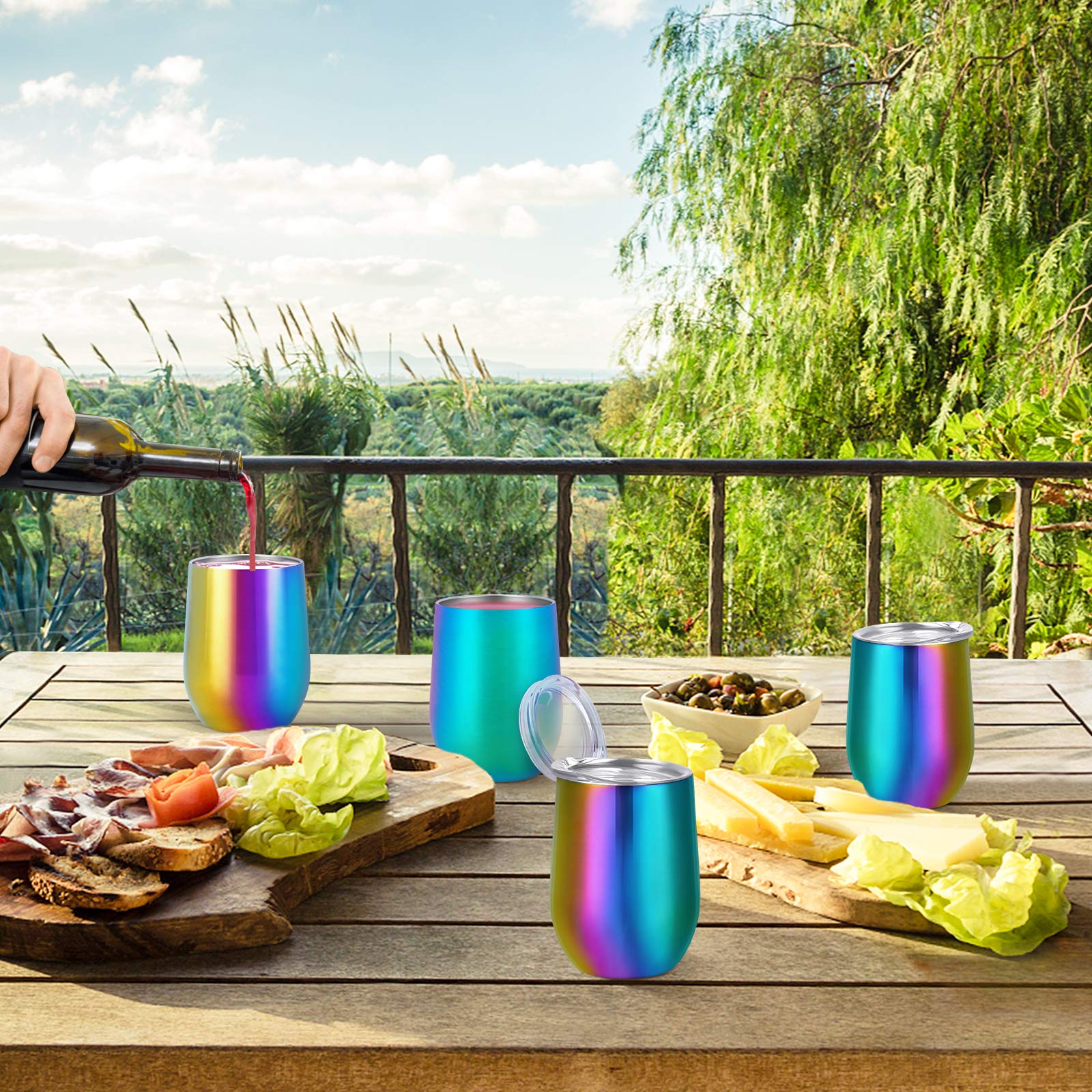 2 Bicchieri Da Vino Senza Stelo In Acciaio Inox – Doppia Parete, Con Coperchio, Da Viaggio - 4
