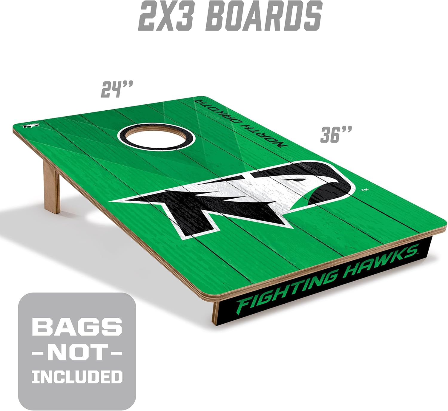 youthefan ncaa 2’ x 3’ wood cornhole game north dakota fighting hawk