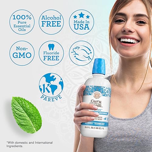 Miniatura 8 de GuruNanda Oxyburst Whitening Enjuague bucal oral - Alcohol - Libre de flúor - Gratis, 1L