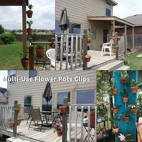 Miniatura 4 de BEVIEVER Ganchos para macetas de terracota, soportes colgantes para macetas de 4 a 9 pulgadas para exteriores, clips para macetas, 4 paquetes