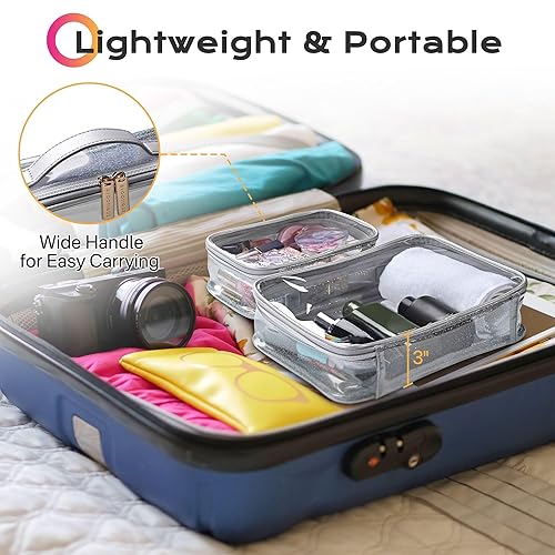 Miniatura 4 de BYOOTIQUE AW 420D - Neceser de viaje de nailon transparente, portátil, ligero, transparente, organizador de almacenamiento de cosméticos, piscina,