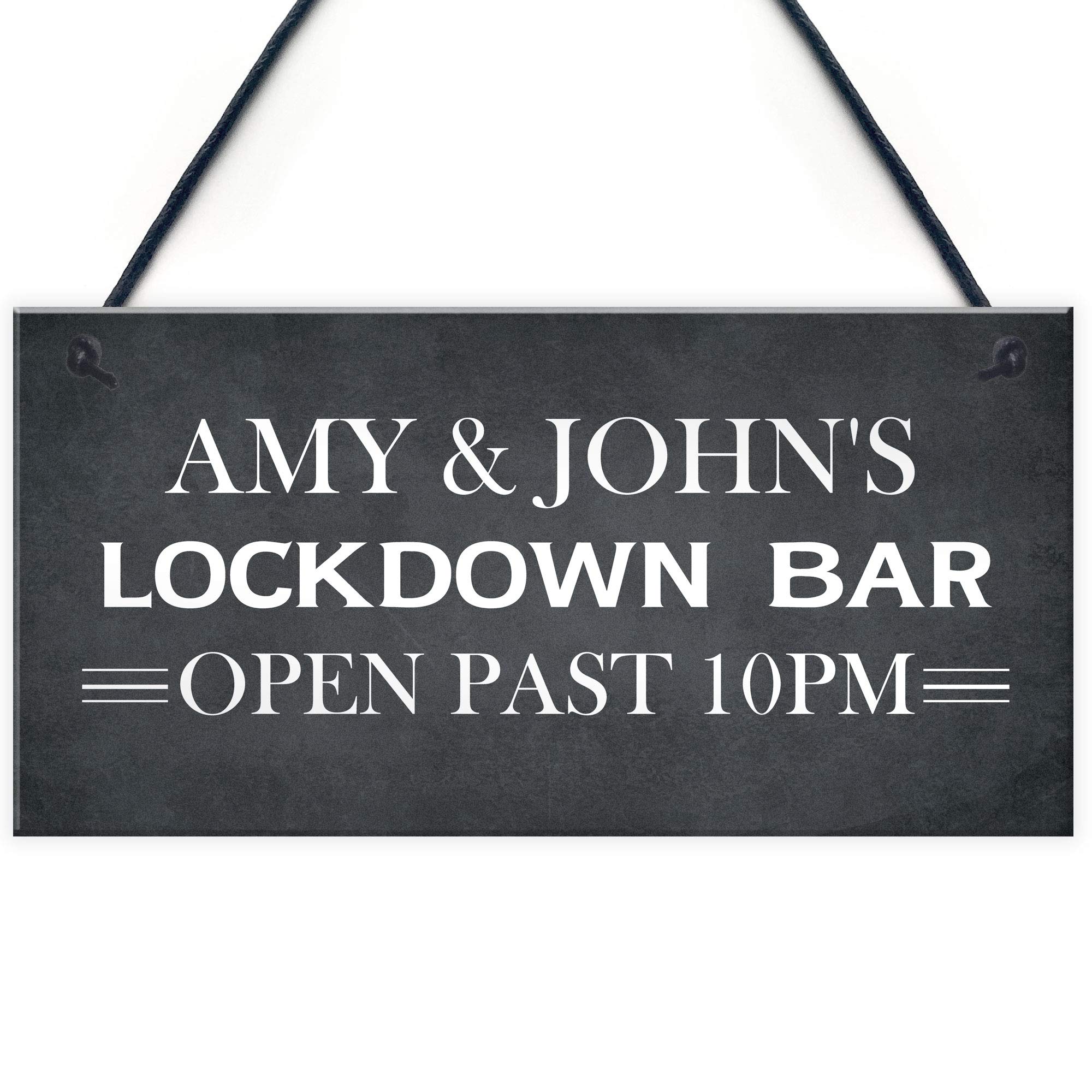 Lockdown Bar Sign PERSONALISED Open Past 10 Funny Quarantine Gift Home Decor