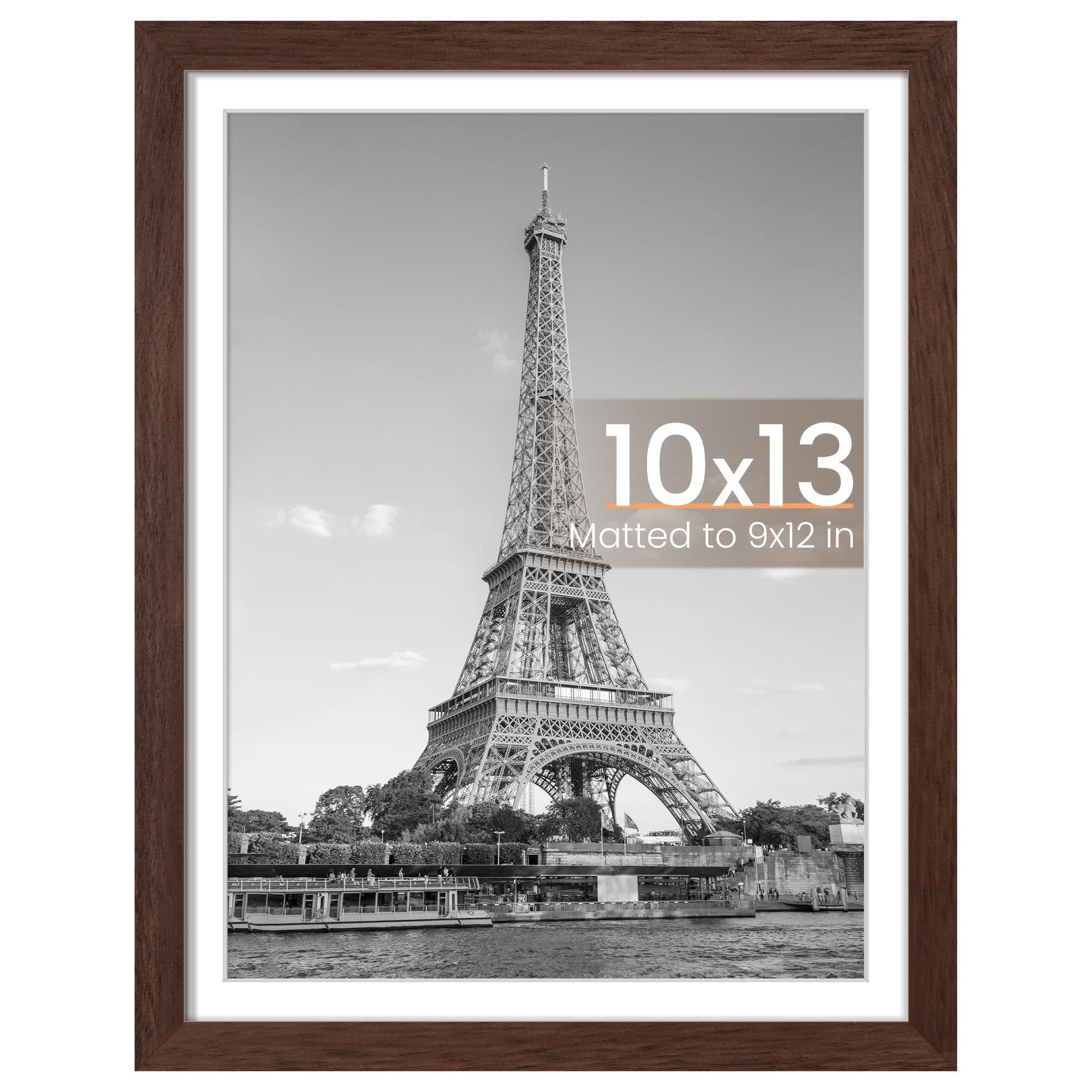 upsimples 10x13 Picture Frame, Wall Decor Photo Frames, Brown 1 Pack | 10 x 13 Frame, 9x12 Frame with Mat for Gallery Wall, Family, Baby, Dog, Dorm, Christmas