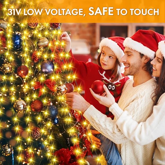 Twinkle Star Christmas Tree Lights, 2m 12 Strands 300 LED Christmas Lights Indoor Outdoor with Remote/8 Modes/Timer/Dimmable, IP65 Waterproof Warm White Fairy String Lights for Xmas Tree Decor [Energy Class G]