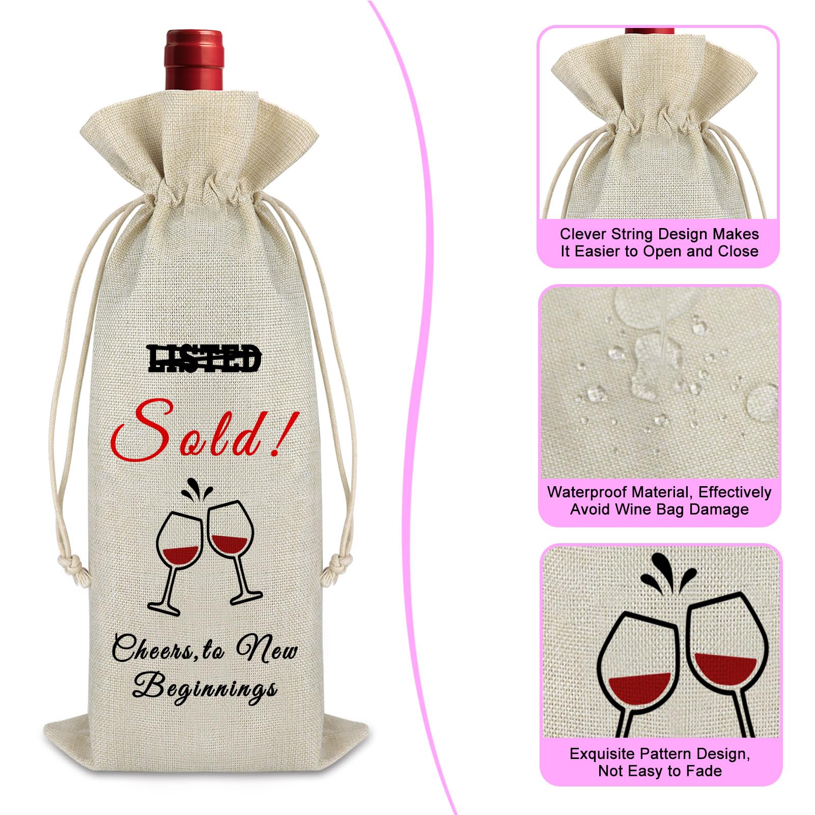 Funny Realtor Wine Bag – Thank You Gift For Real Estate Agents, Housewarming & More