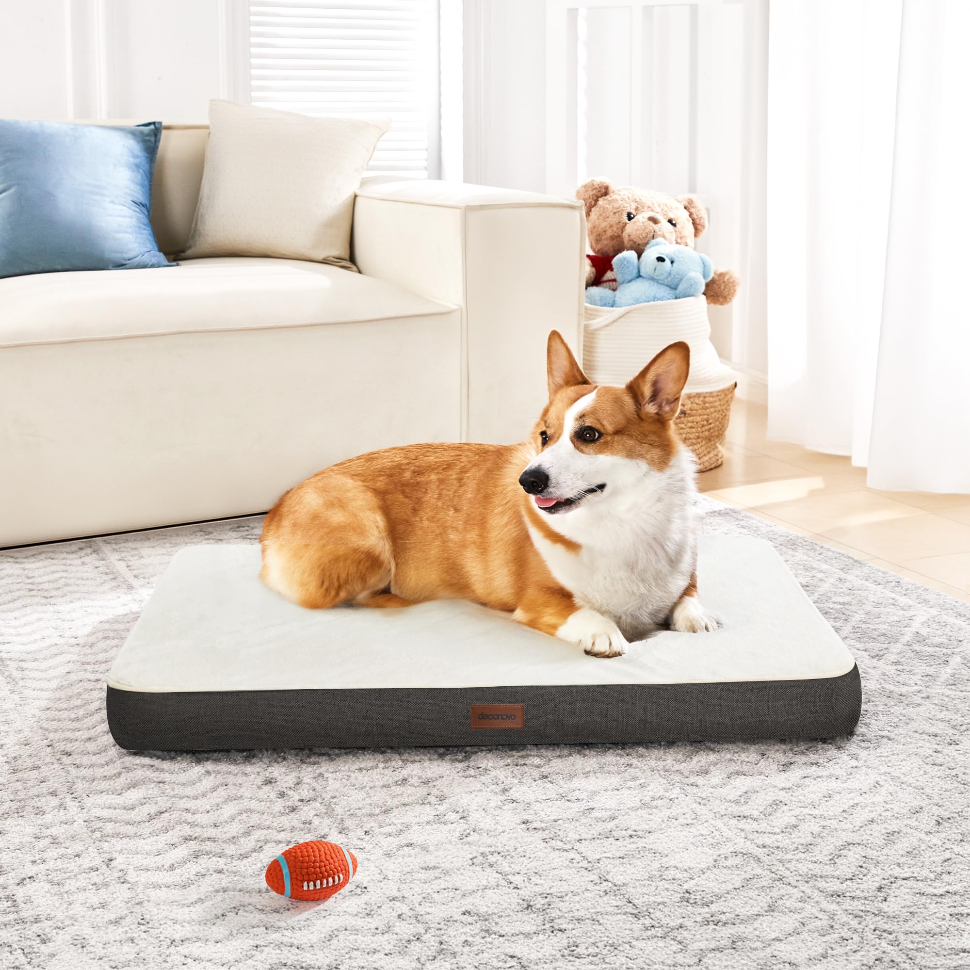 Deconovo Tappetino per Cani Antiscivolo Lettino Ortopedico per Cani di Piccola Taglia Cuscino per Cani Lavabile Tappetino per Cani Soffice Sfoderabile 76x51x8 CM Grigio Scuro 1 Pezzo