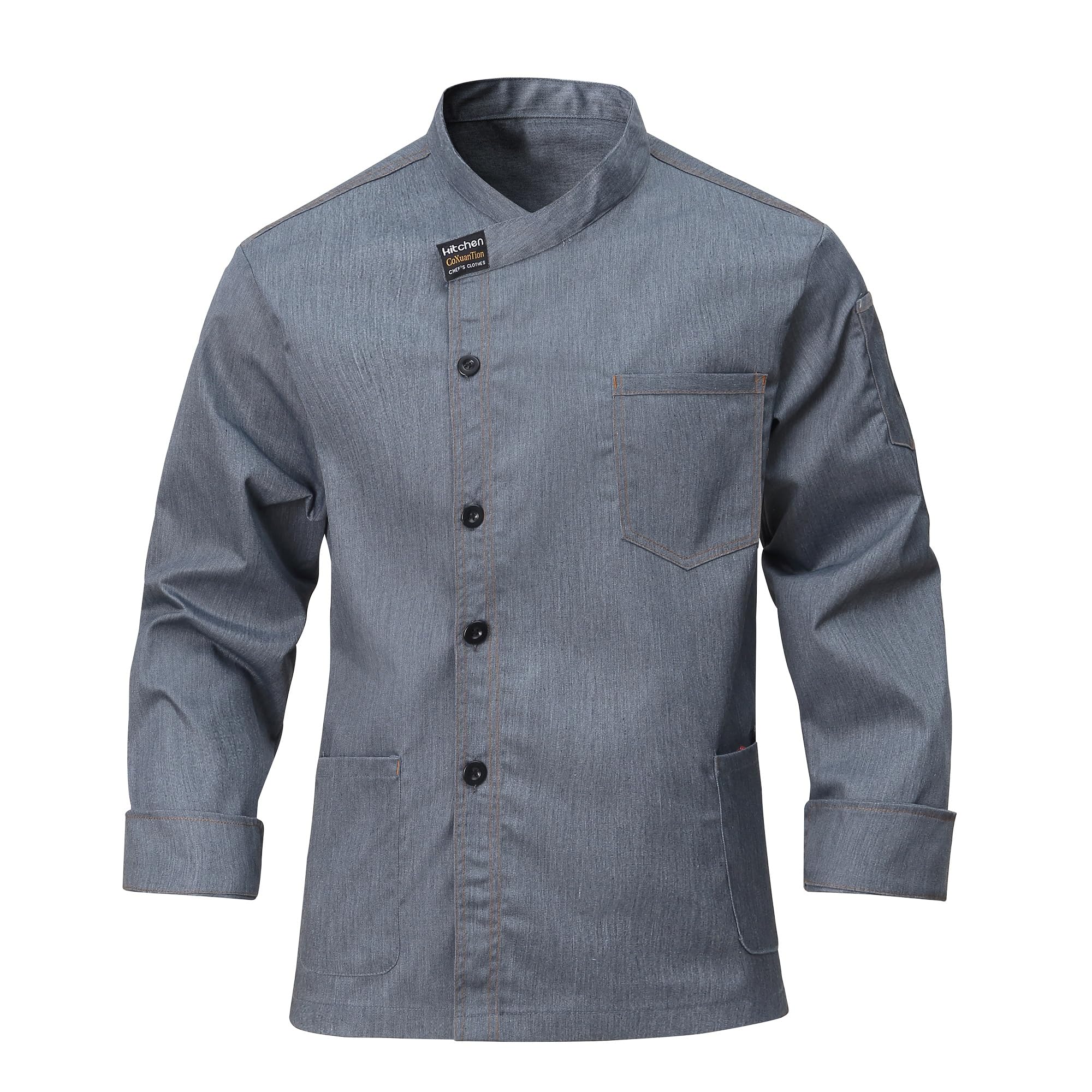 Homme Veste de Chef Cuisinier Professionnel Veste Unisexe Uniforme Vêtement Restaurant Manches Longues Veste de Cuisine Hôtel Restaurant Boulangers Cuisinier