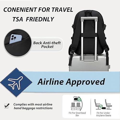 Miniatura 5 de Caoroky knight Mochila para portátil universitaria para hombres y mujeres, mochila grande para libros, ligera, mochila de viaje y día a día, Negro,