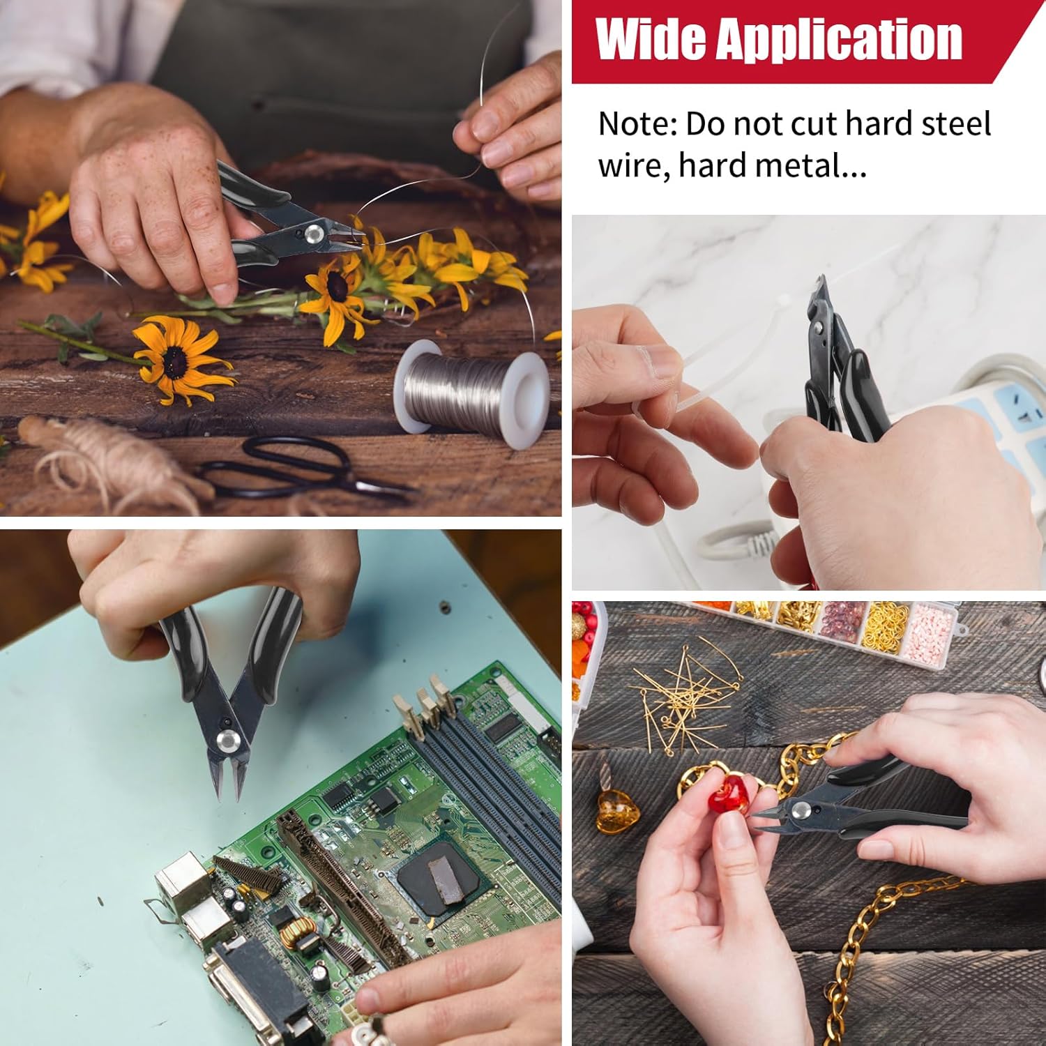 5 Pack Micro Wire Cutters, 5 Inches Flush Cutters Pliers, Diagonal Side Cutters Nippers, Zip Tie Sprue Cutter for Electronics, Plastic Models, Jewelry (Black) - Image 6