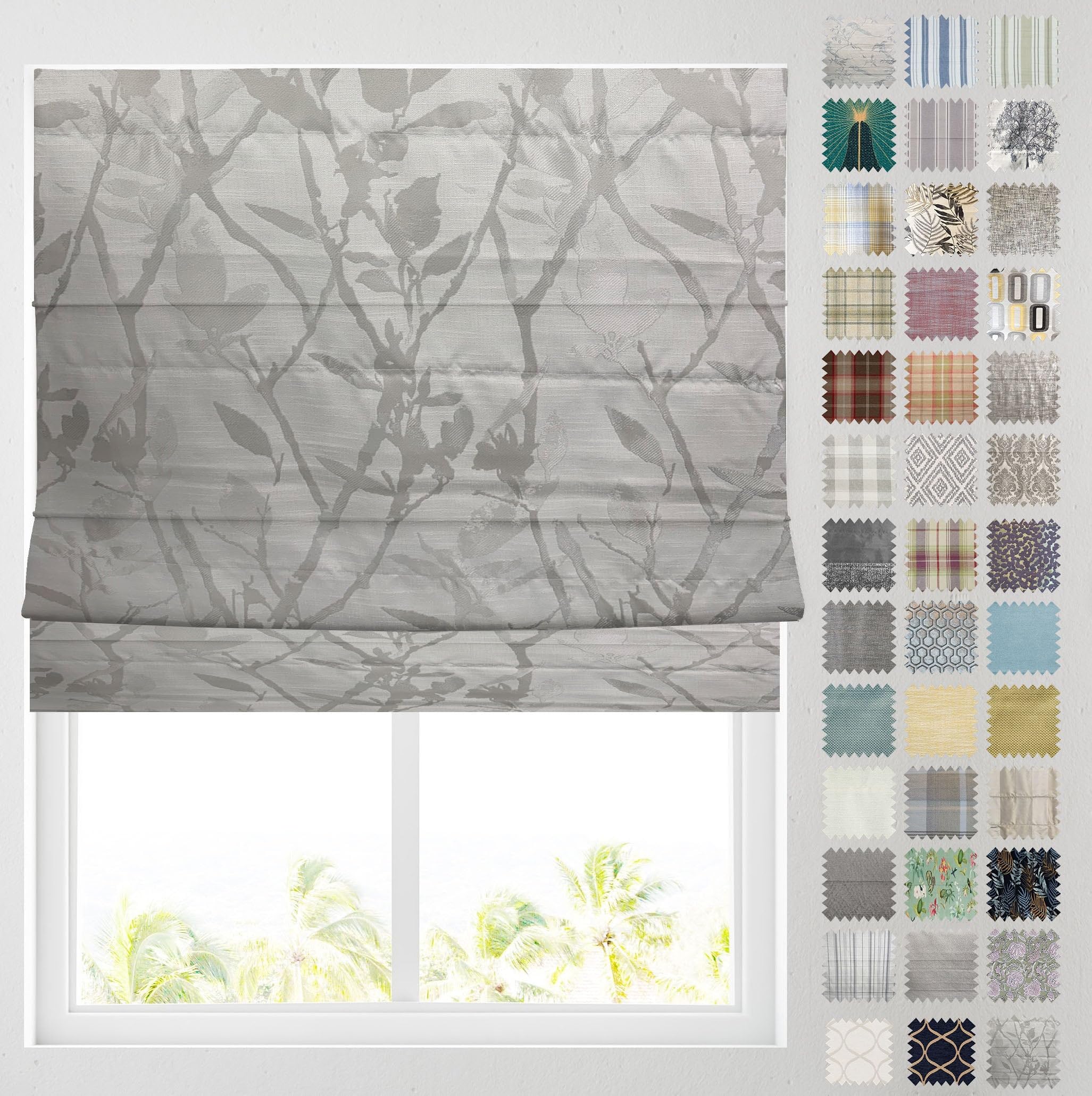 Barnes Blinds - Patterned Roman Blinds, Fully Lined, Custom Sizing Available - Durable Fittings Easy Fit (Zara Natural 61cm)