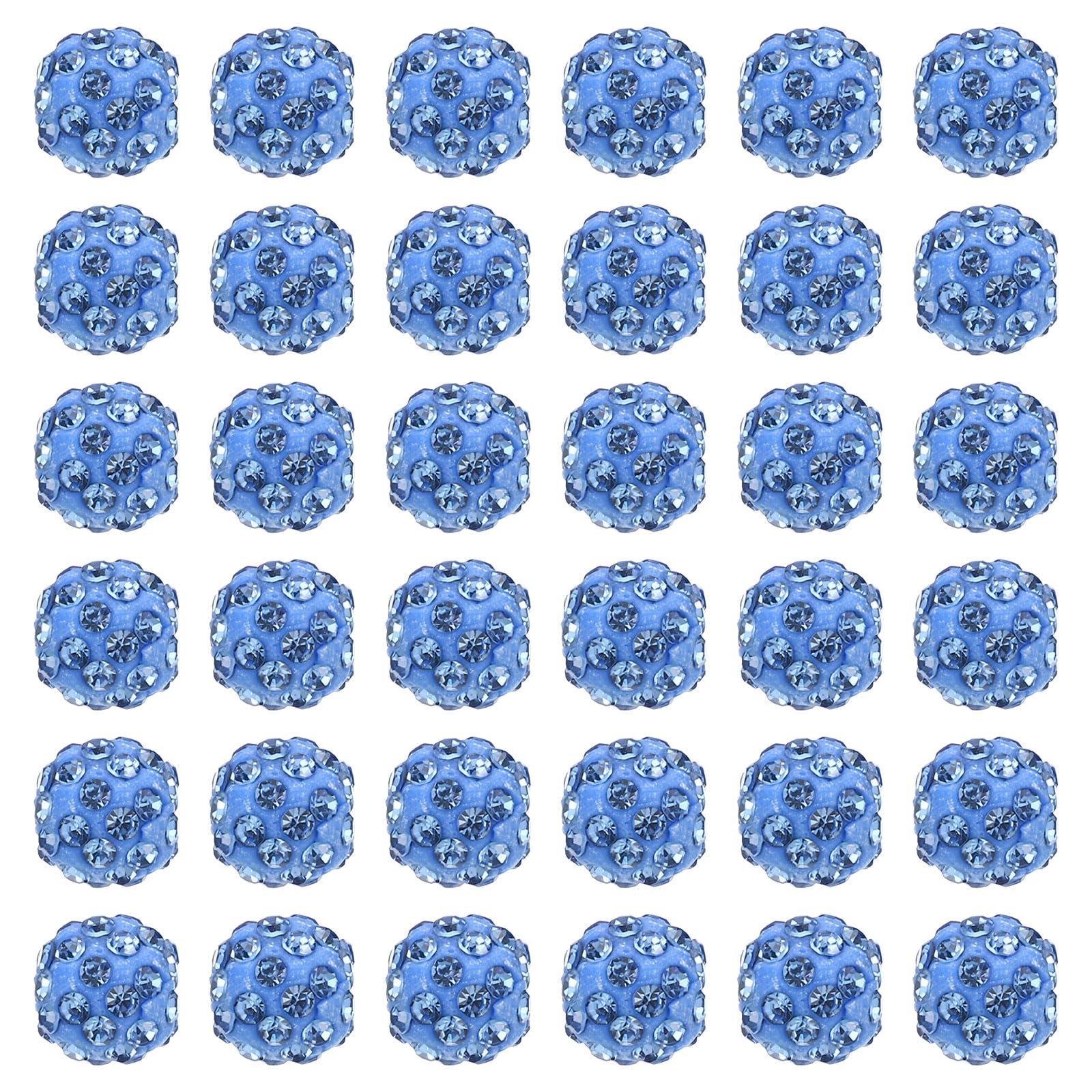 PATIKIL 10mm Rhinestone Clay Beads for Jewelry Making 120 Pack Round Ball Polymer Clay Crystal Charm Beads for Craft Decor Necklace Chain Bracelets DIY Blue