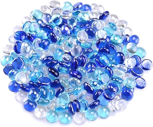 Miniatura 17 de KINGOU Gemas/cuentas/piedras de vidrio plano para relleno de jarrón, dispersión de mesa, juegos - 1 lb (0.551-0.630 in, aprox. 5/8 pulgadas)