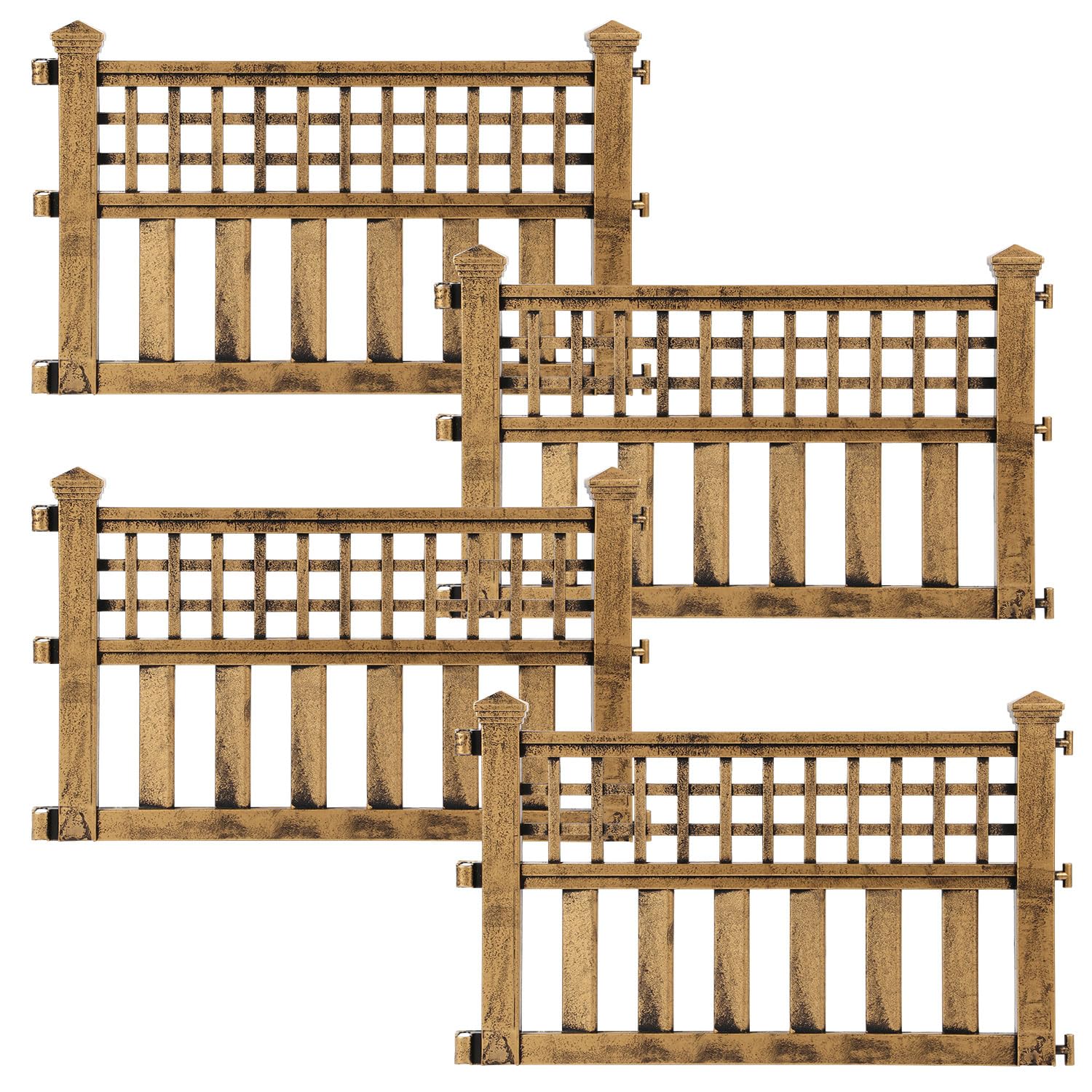 Taylor & Brown Pack of 4 Plastic Fence Panels Garden Path Lawn Edging Flower Plant Border Landscape Decorative Versatile Panels, 4 Panels, Total Length 240cm, Bronze — image 1