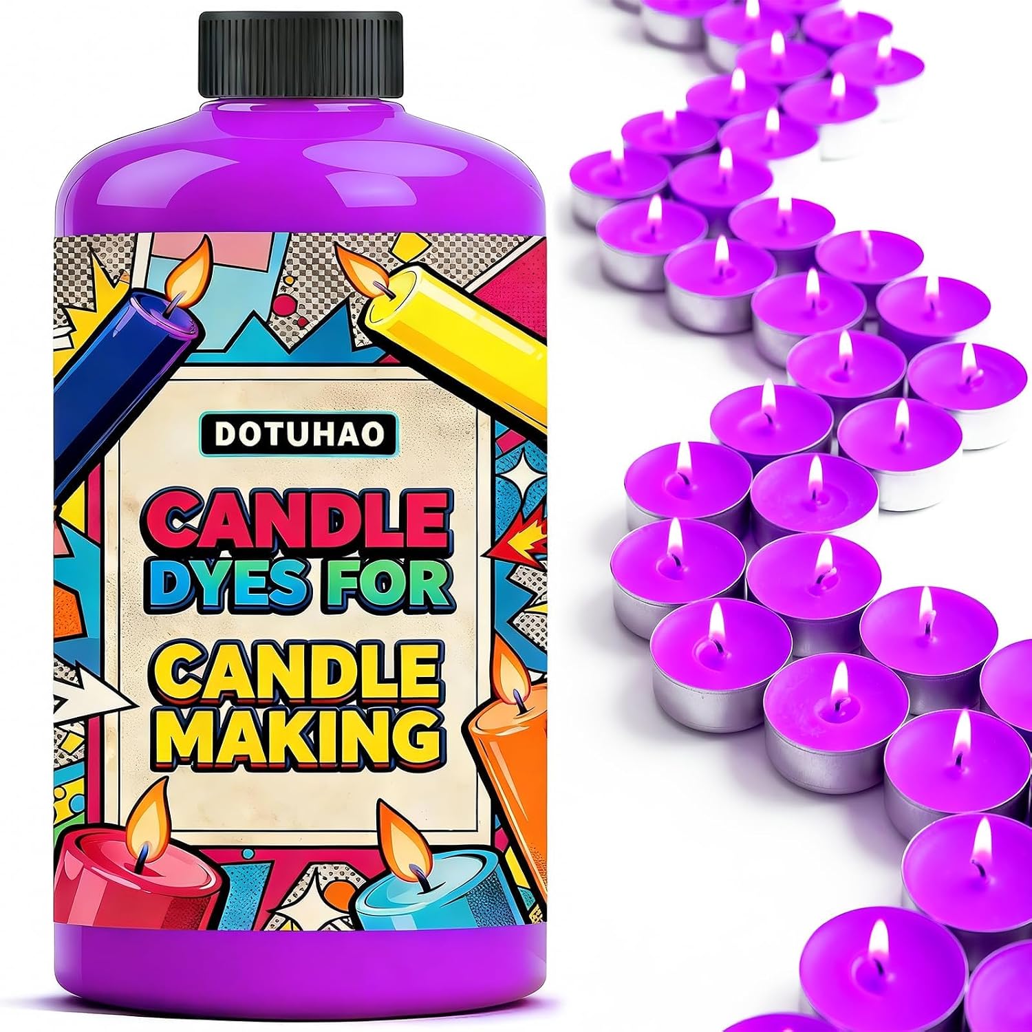 Candle Color Dye, Purple Candle Dyes for Candle Making, 10 fl oz Bottle for Concentrated Candles Wax Dye, Long-Lasting Vibrant Color(Purple, 10 Fl.Oz)