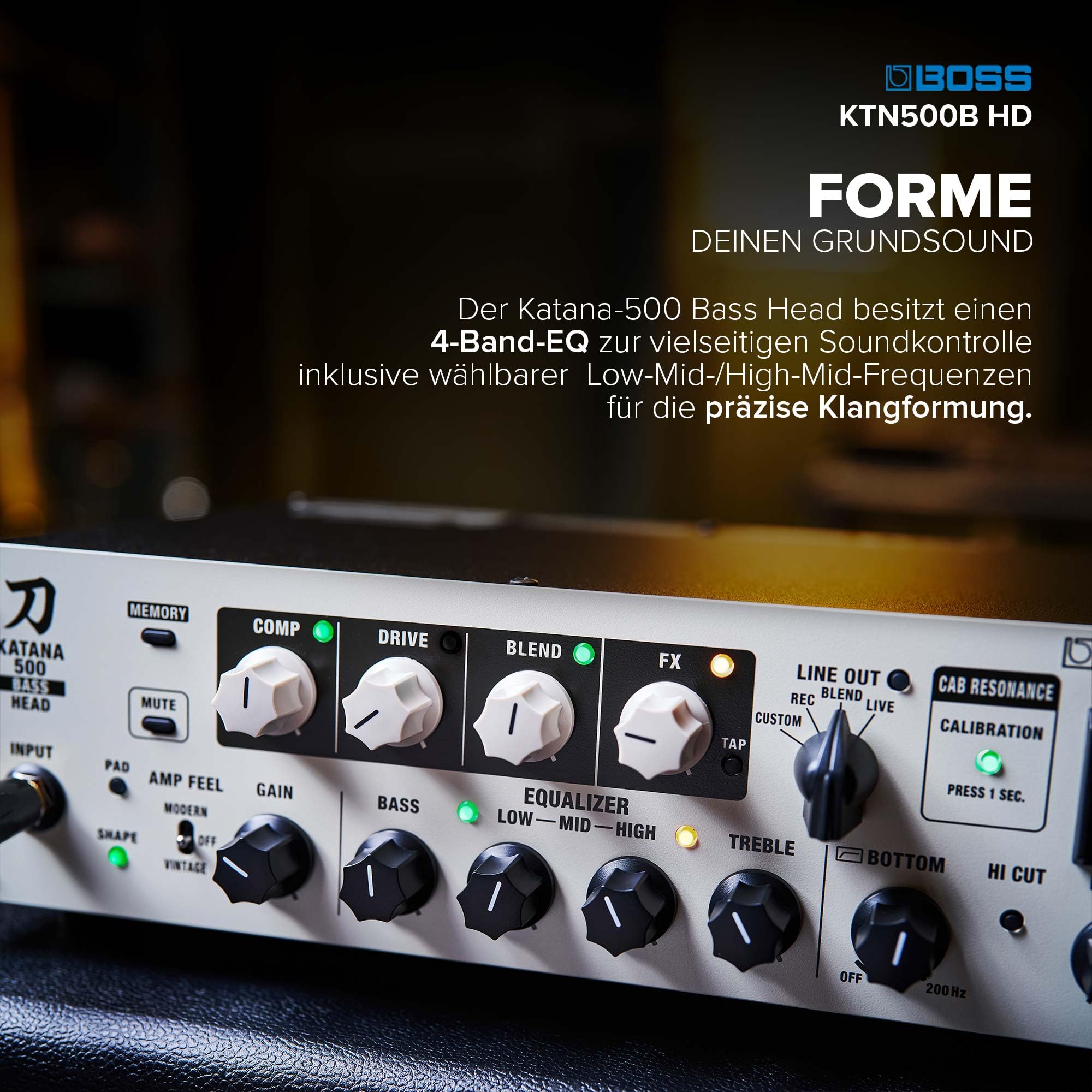 BOSS Katana-500 Bass Head | Kompakter 500W Bass-Topteilverstärker mit professionellen Soundwerkzeugen | Innovative Cabinet-Kalibrierung | Zugriff auf über 60 Effekte mit BOSS Tone Studio