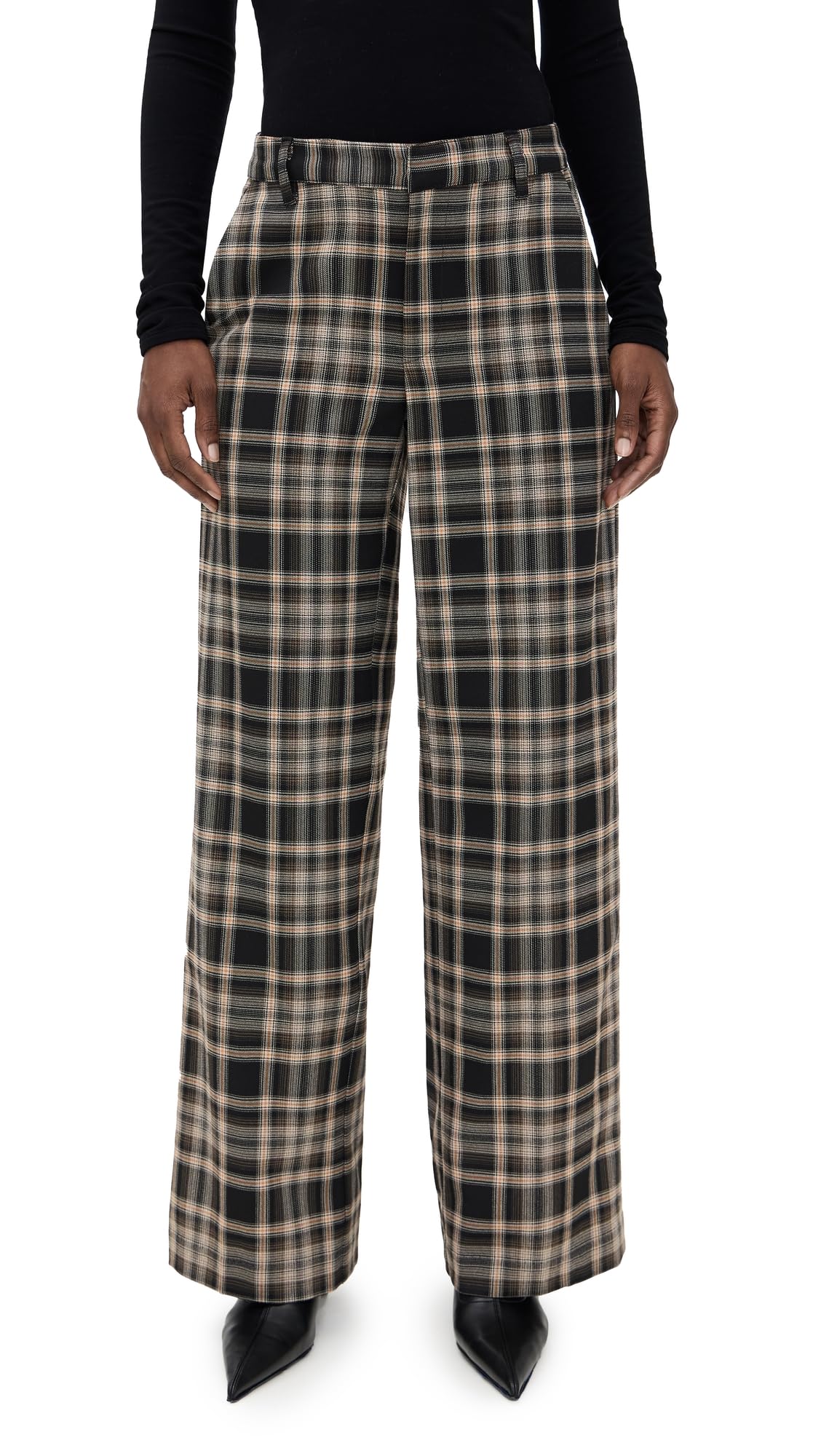 Enza Costa Womens Relaxed Plaid Trousers