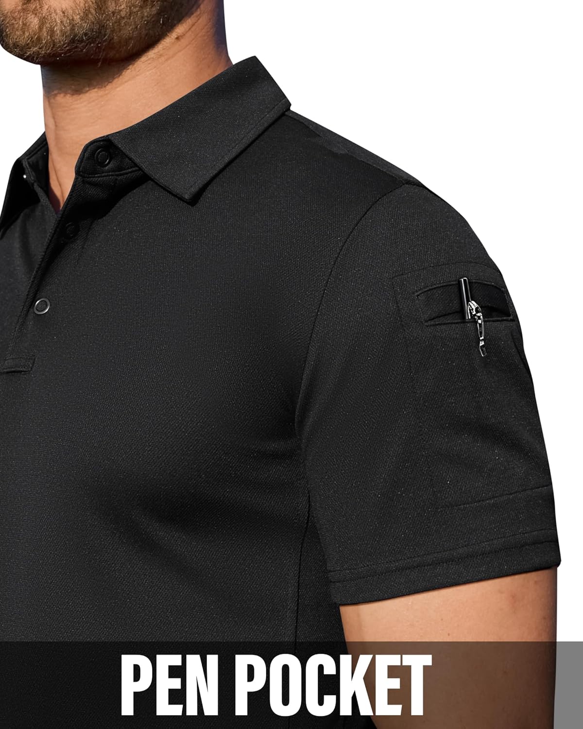 Alimens & Gentle Mens Polo Shirt Short Sleeve Tactical Dry Fit Golf Shirts Stretch Work Collared Tops Outdoor Sport Tennis - Image 3