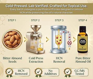 Earth N Pure Bitter Almond Oil 100% Cold-Pressed Carrier Oil for Hair, Beard, Scalp & Skin Care | DIY Beauty Blends | 50ml