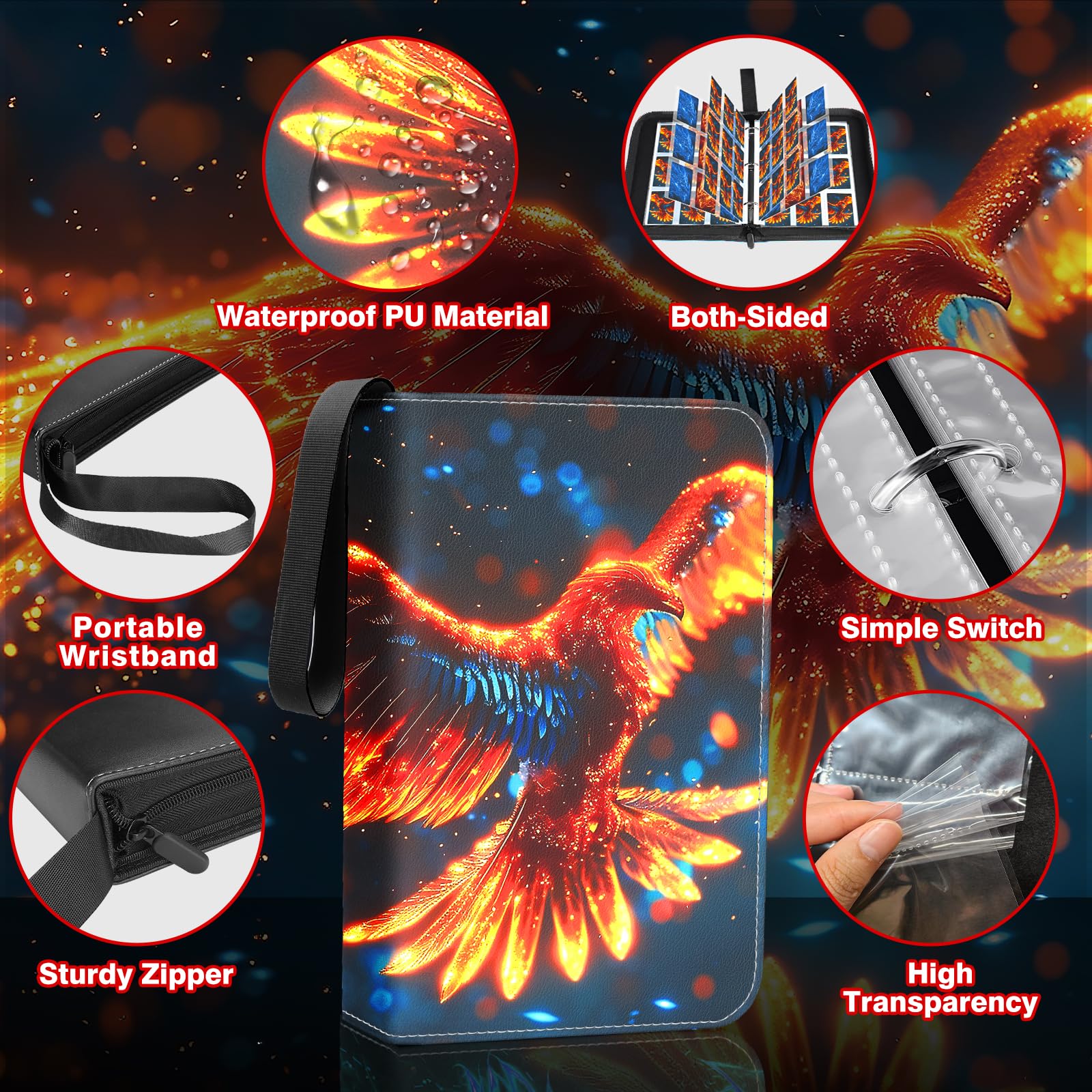Raccoglitore di carte con 9 tasche con 50 maniche rimovibili, supporto per 900 carte da gioco, carte sportive, raccoglitori di carte collezionabili, regali per ragazzi e ragazze, album per