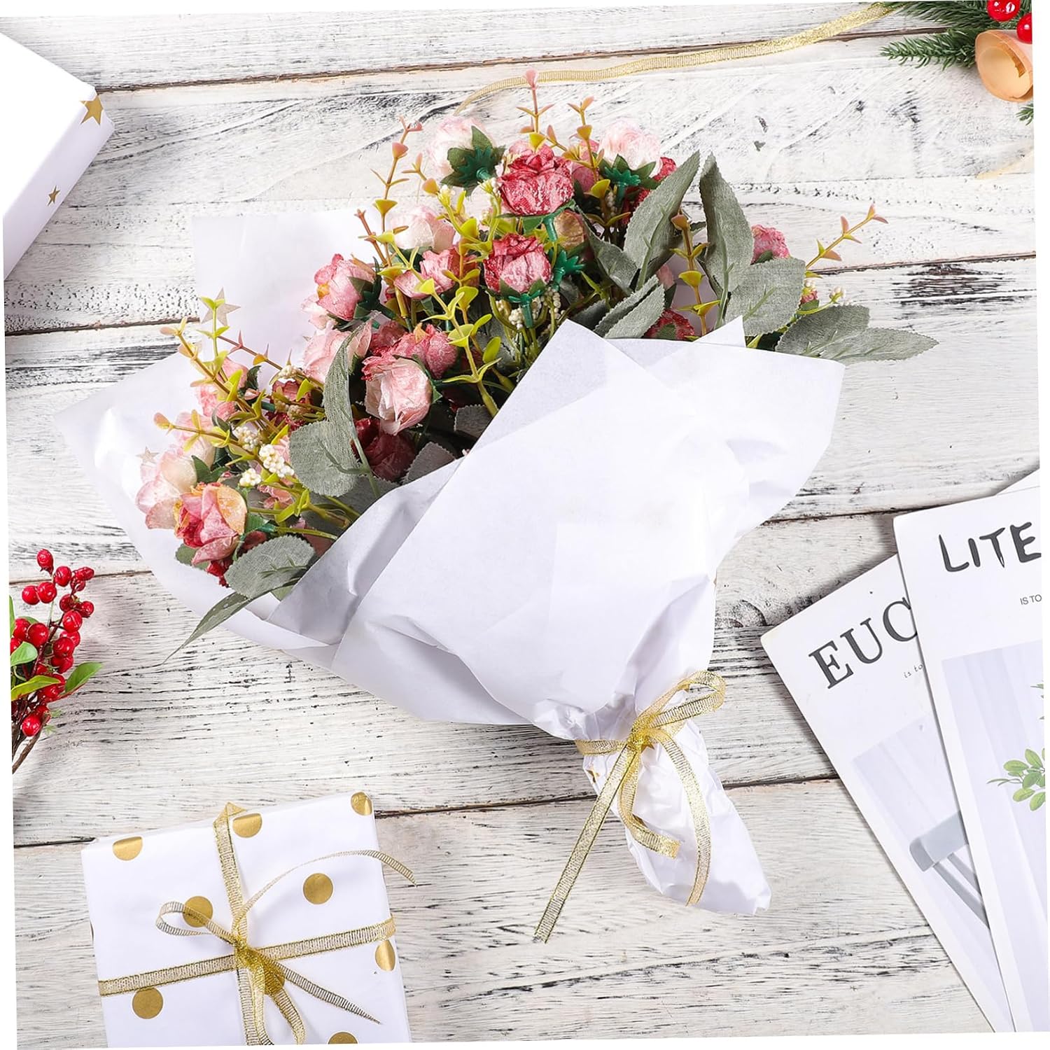 FRCOLOR Pure Tissue Paper 500 Sheets Wrapping Paper Bulk White for Diy Projects and Seasonal Decorations