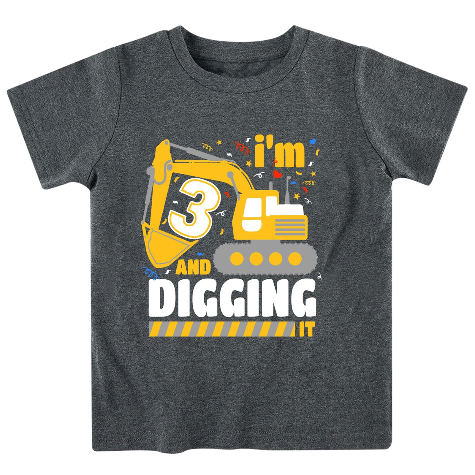 kids4ever Geburtstags Jungen T-Shirt Bauparty T-Shirts Bagger Baumwolle Kurzarm Shirts 2-6 Jahre