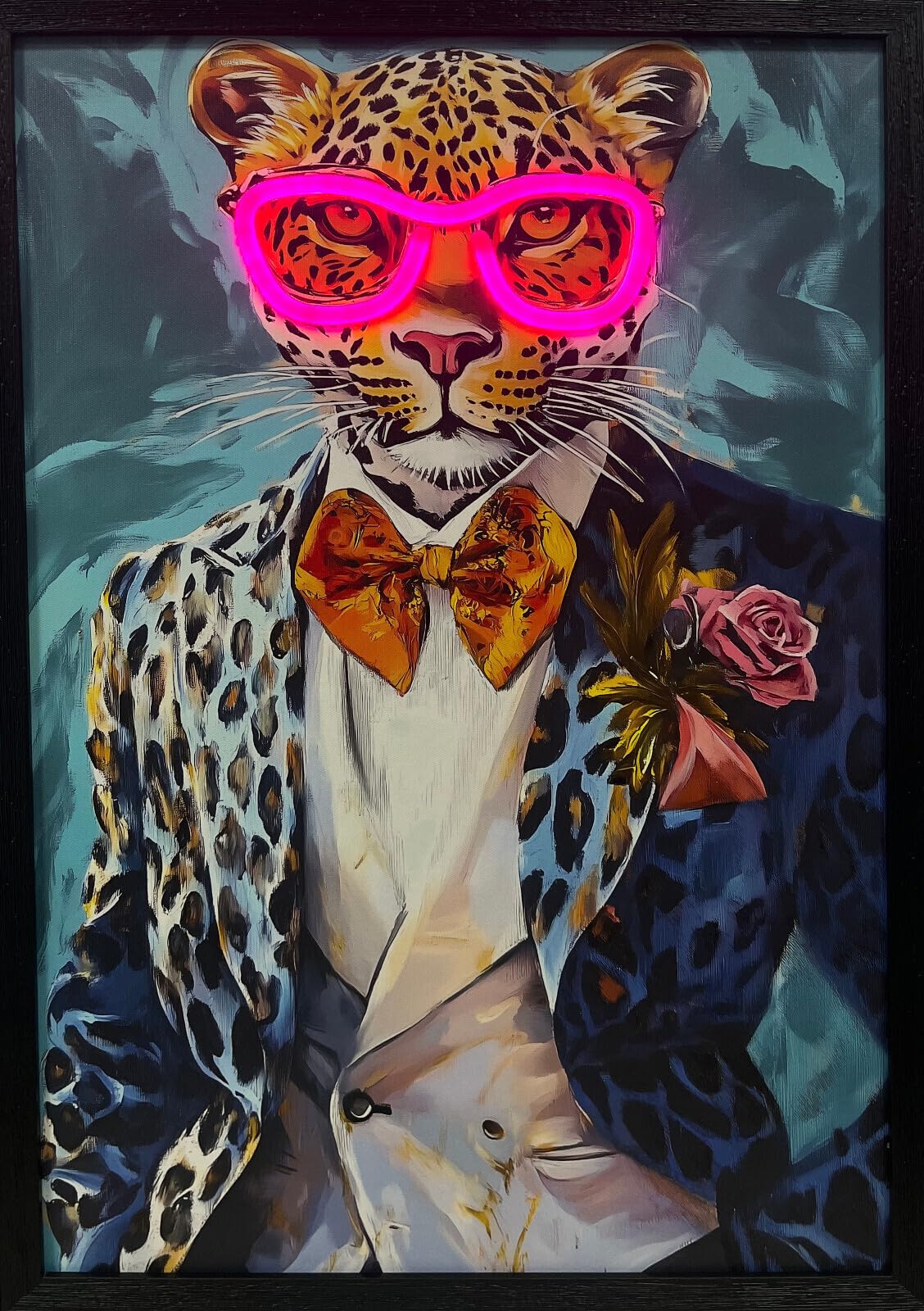 Homeluxe Multicolour Home Luxe Dapper Leo' Neon Led Wall Art 40 X 60 Cm
