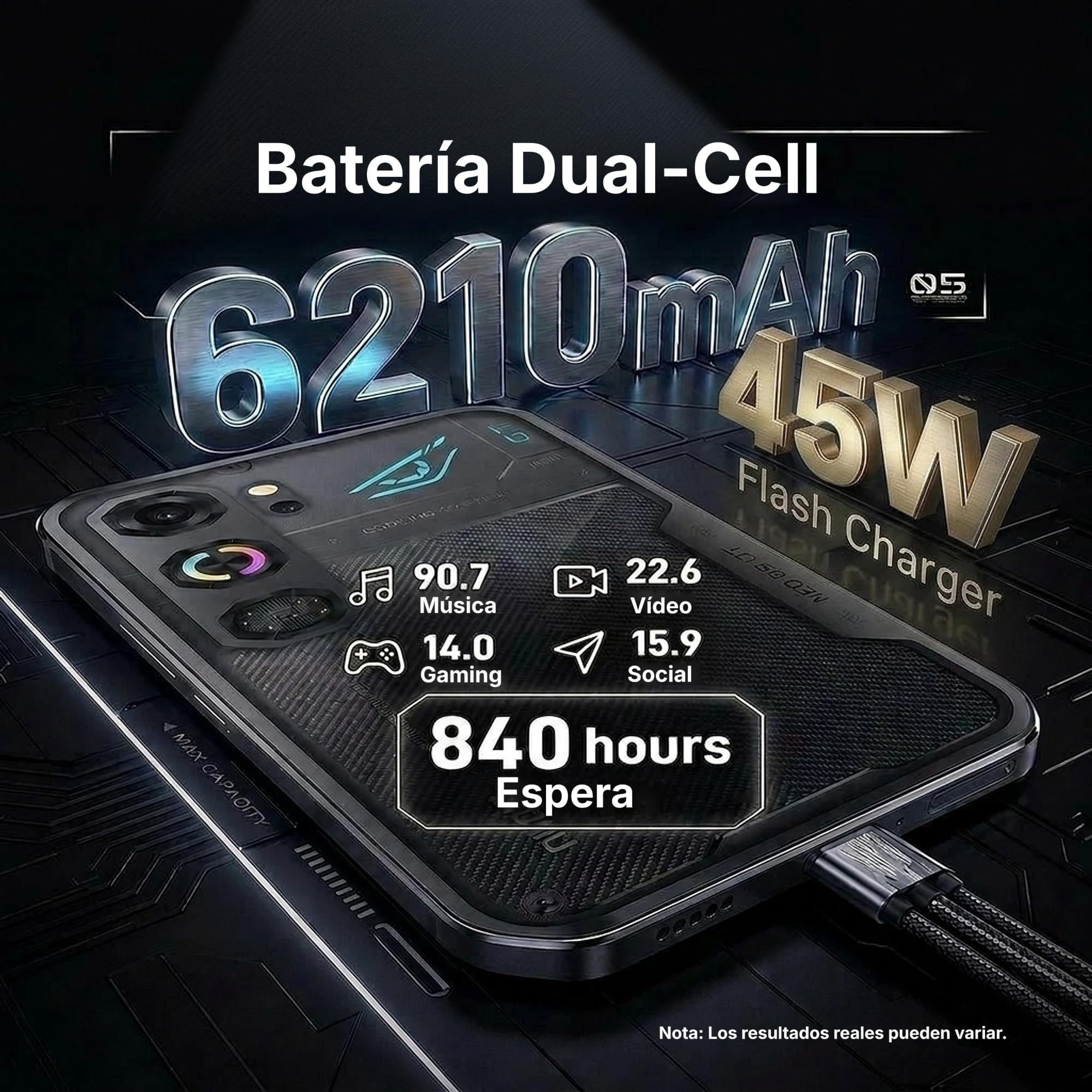 ZTE Nubia Neo 5 GT 5G, Smartphone Gaming con IA, 12GB+256GB, Gatillos Laterales, Ventilador físico Incorporado, Pantalla AMOLED 6,8" 1.5K 144Hz, 6210mAh Doble celda, Android 16, Negro (Phantom Black)