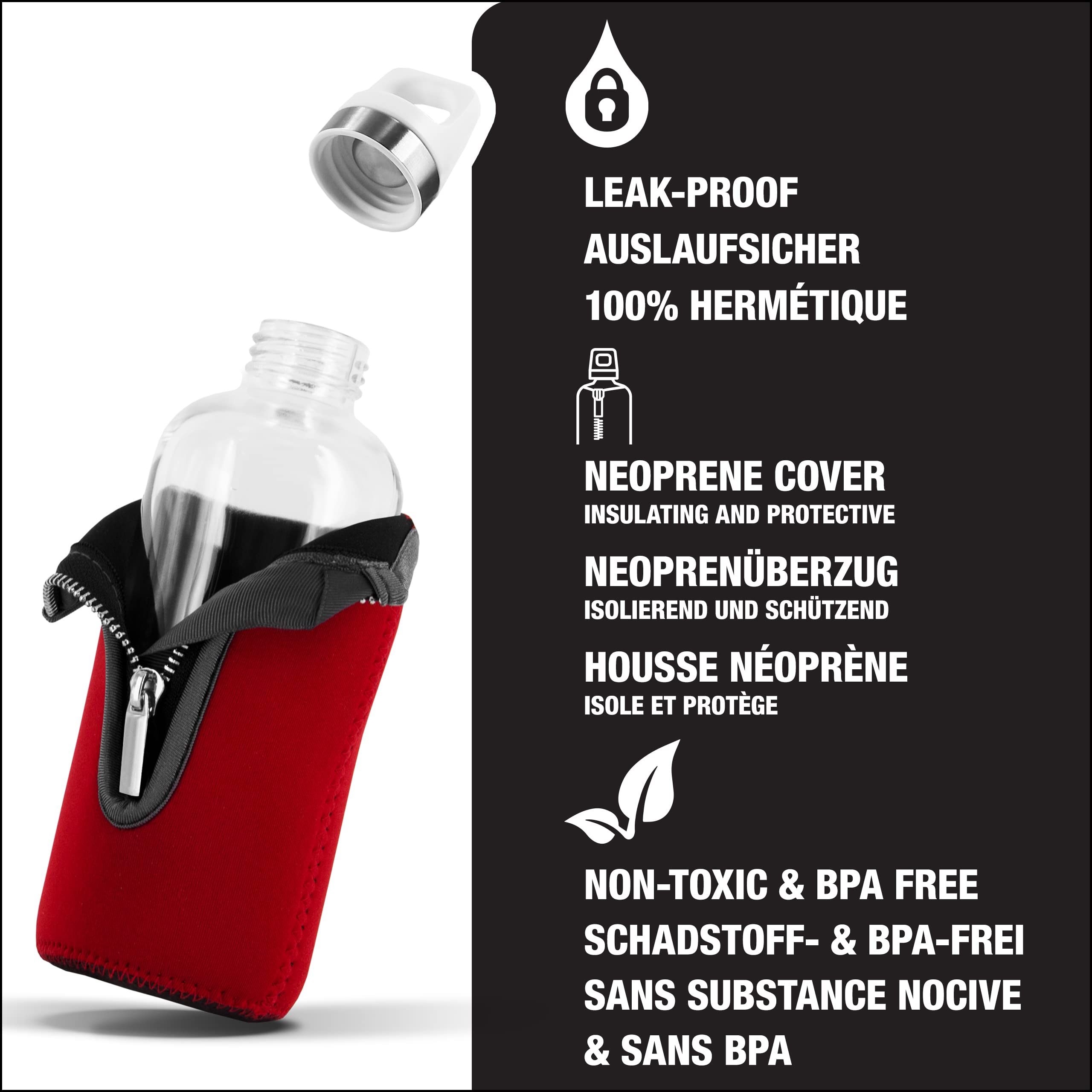 SIGG Star Trinkflasche Aus Glas, 0,5 Liter – Hitzebeständig, Auslaufsicher Und Schadstofffrei