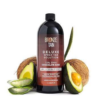 Bronze Tan Dark Spray Tan Solution Professional Airbrush Tanning Liquid for Spray Tan Machines Sunless Self-Tanning Formula for Salon & Home Use Streak-Free, Natural Bronze Glow (1Liter)