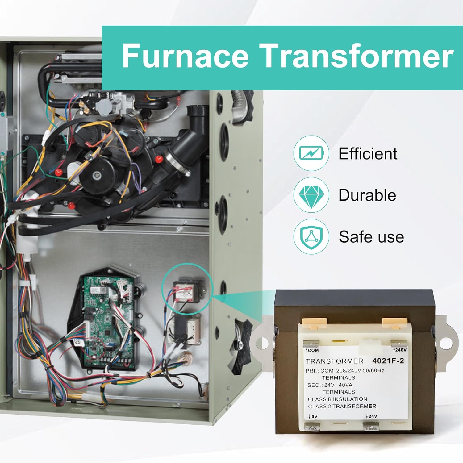 208/240V to 24V Transformer Compatible with Air Conditioner Furnaces/HVAC Equipment, Furnace Transformer for Luxaire York Coleman S1-02518452700, Tyco Electronics 4000-09E07AE15