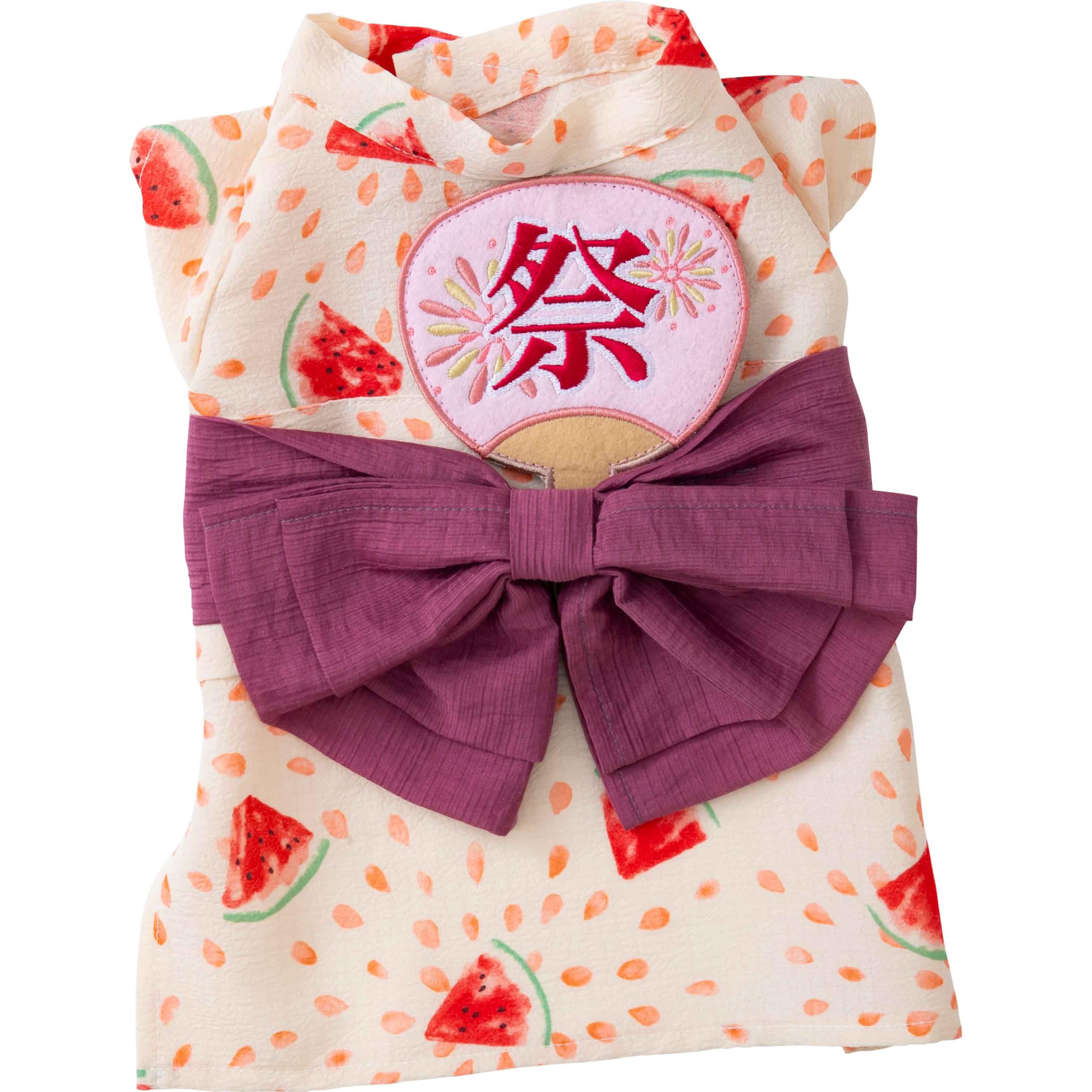 Amazon | tassu ペット用浴衣 犬服 猫兼用 花火柄 スイカ柄 マジック