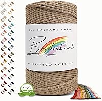 Vista 12 de BOCHIKNOT Cordón de macramé de 5 mm - Cordón de macramé de una hebra - Cordón de algodón para macramé y anudado - Suministros de cuerda de macramé
