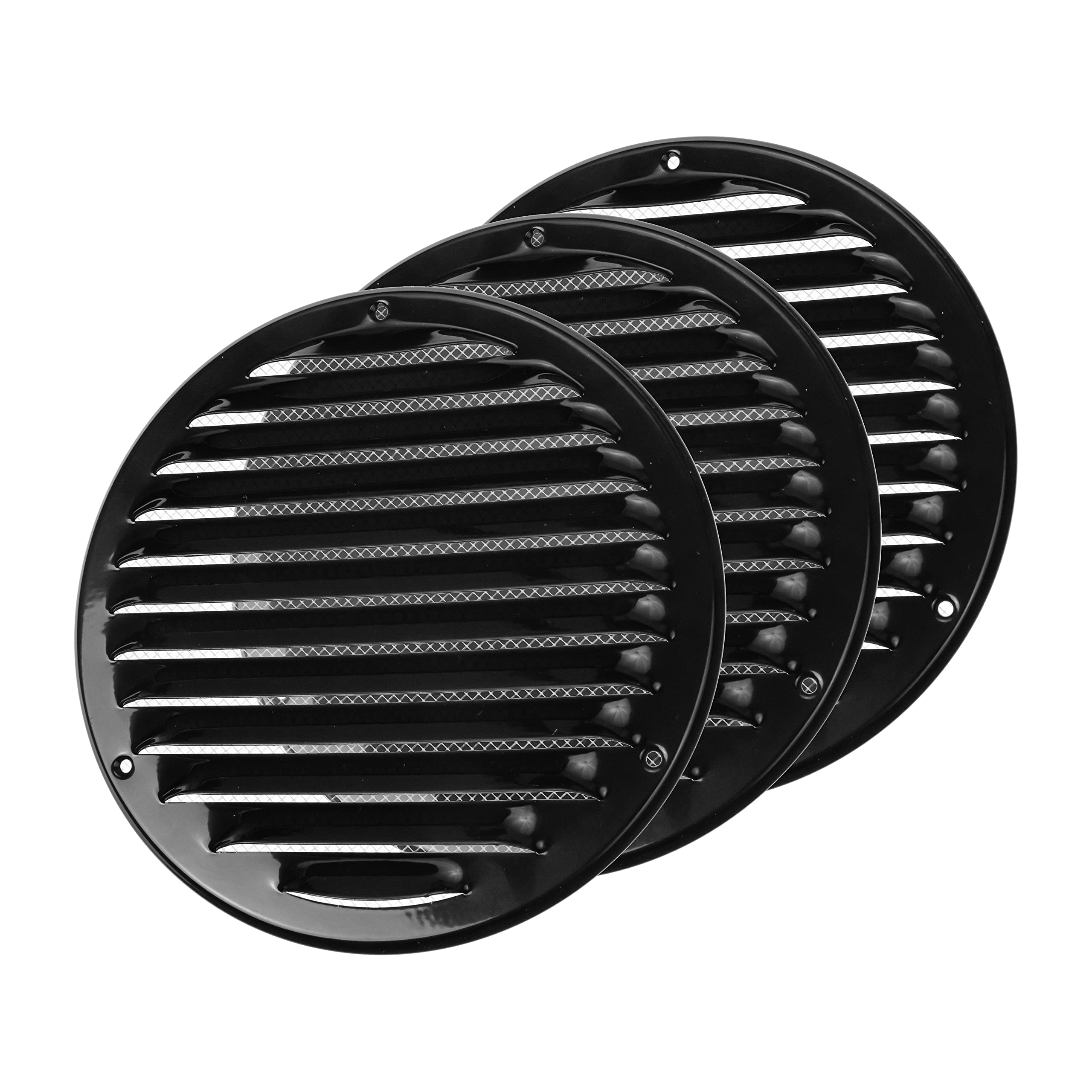 Vent Systems 6 Soffit Vent Cover - Pack of 3 - Black - Round Air Vent  Louver - Grill Cover -